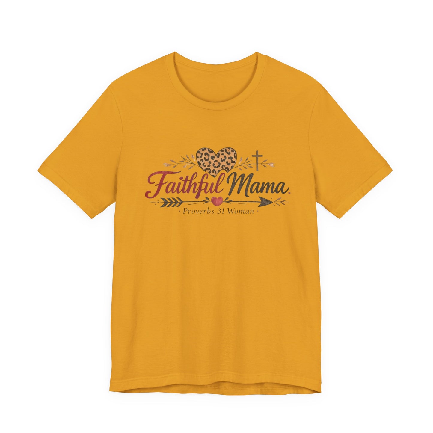 Faithful Mama T-Shirt - Leopard Heart Christian Mom Tee (Proverbs 31 Woman)