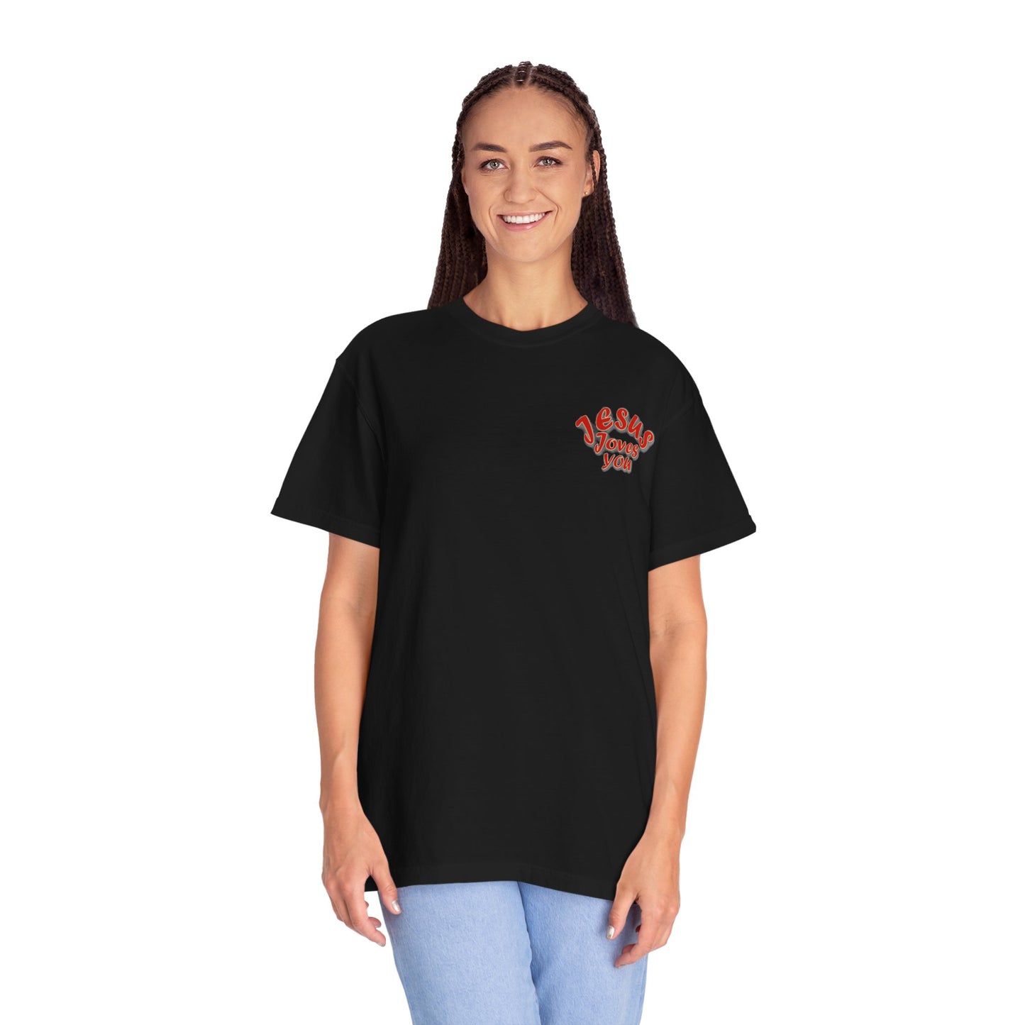 Christian Cross Heart Unisex T-shirt - Jesus Loves You Design