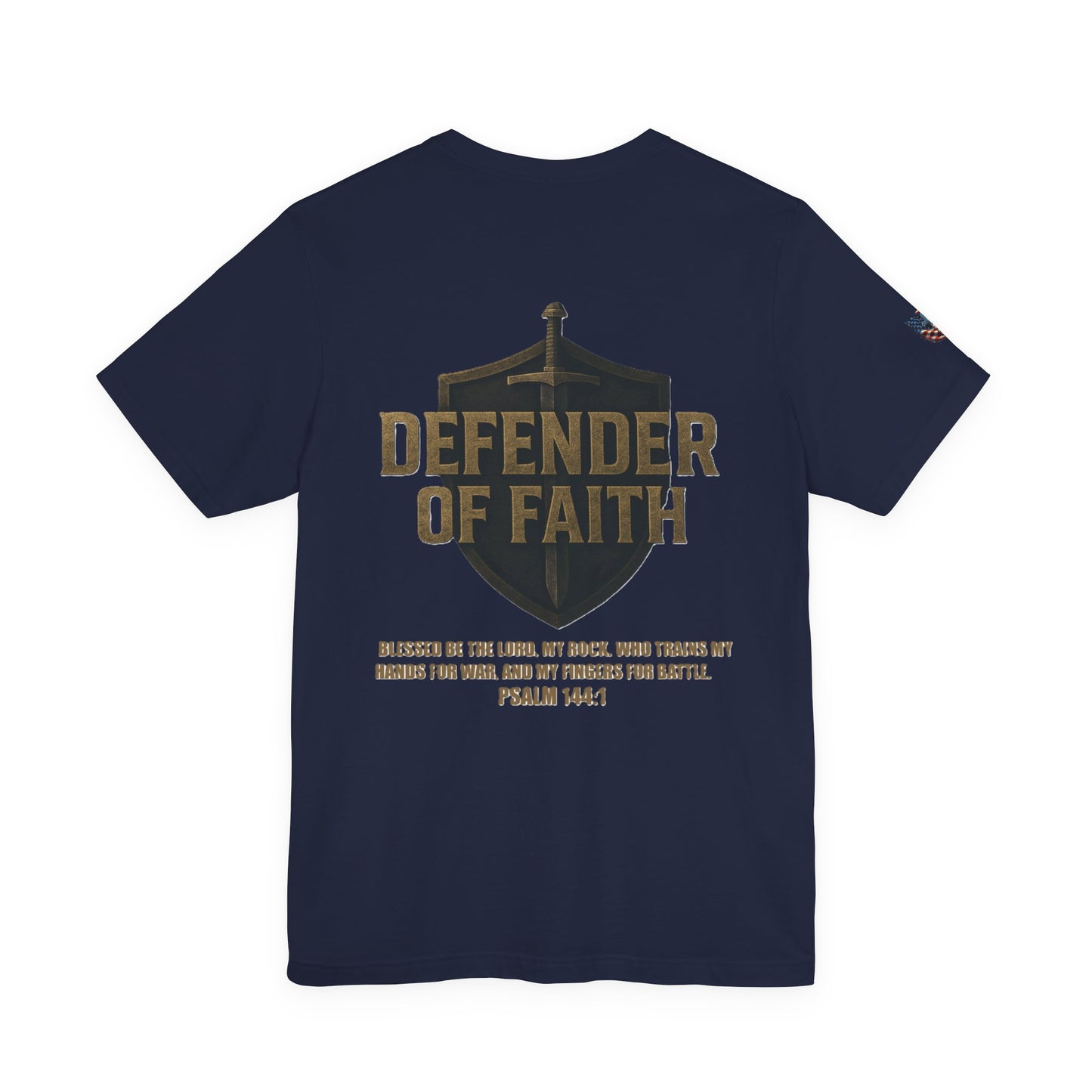 Psalm 144:1 'Defender of Faith' T-Shirt — Christian Scripture Tee