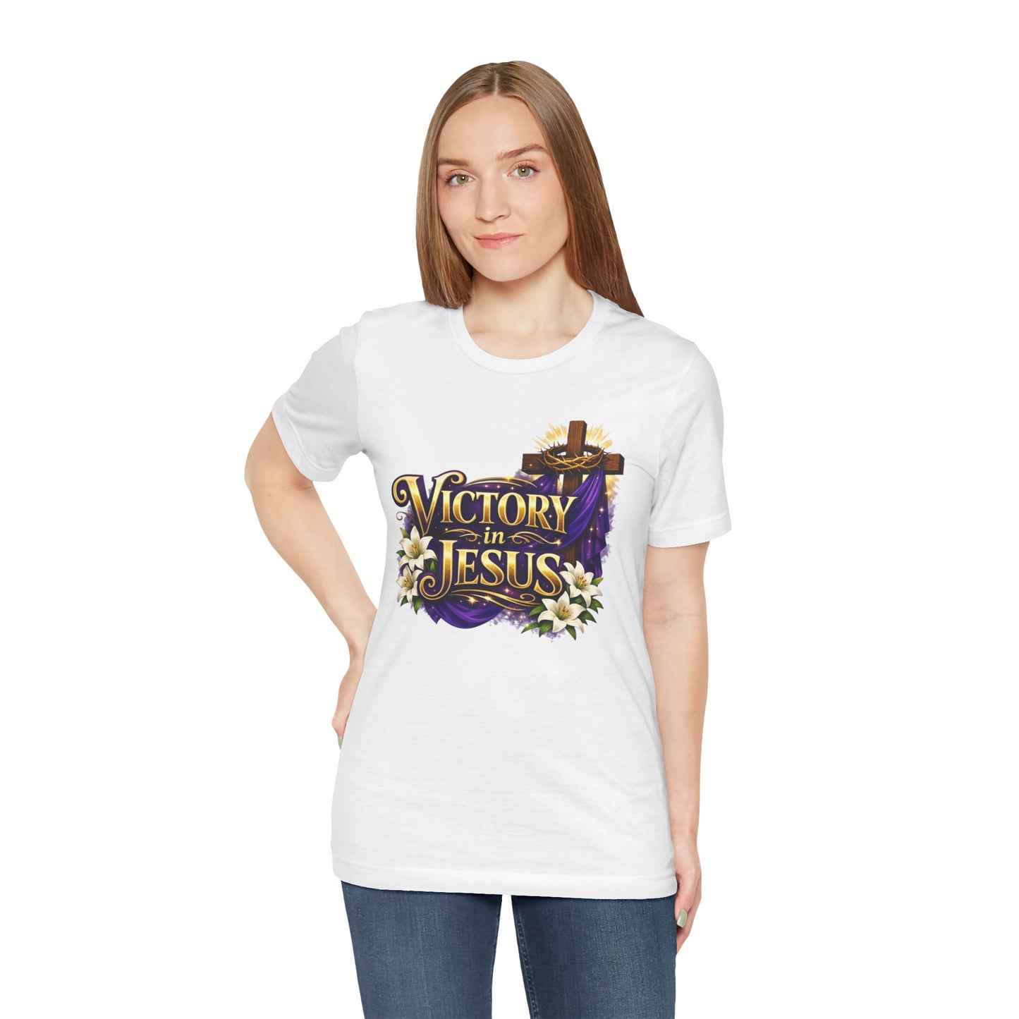 Victory In Jesus Christian T-Shirt — Cross Faith Tee