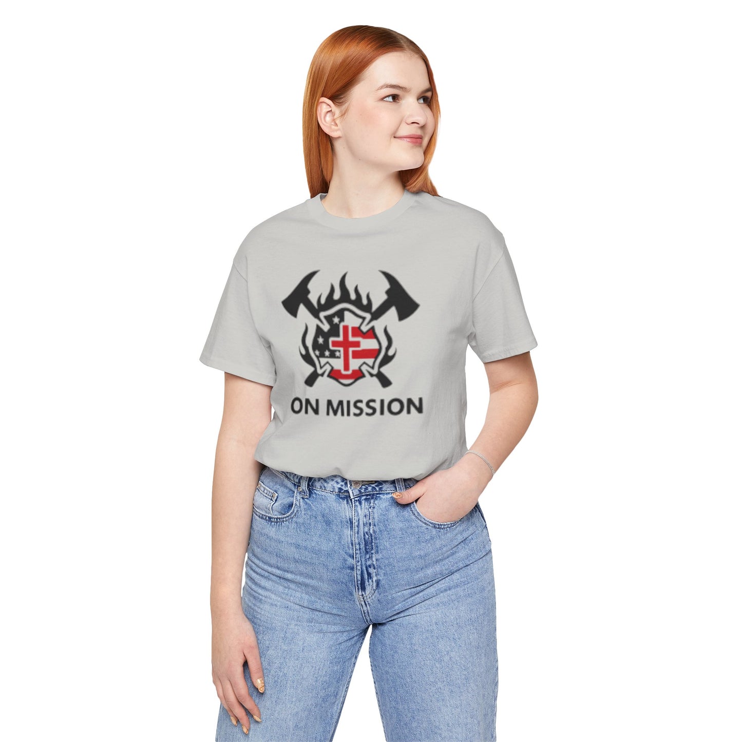 On Mission Christian Cross & American Flag T‑Shirt