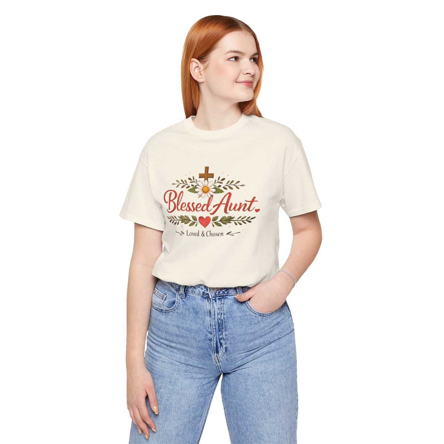 Blessed Aunt T-Shirt - "Blessed Aunt Loved & Chosen" Christian Floral Tee