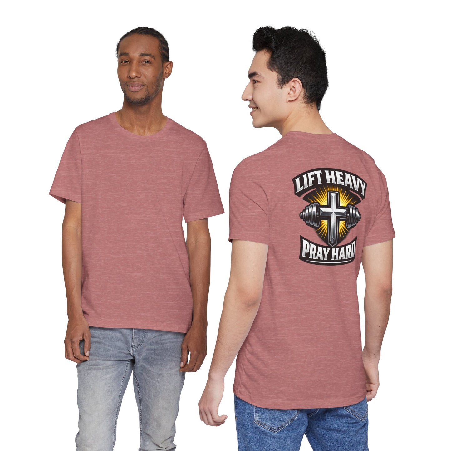 Lift Heavy Pray Hard T‑Shirt — Christian Fitness Gym Tee