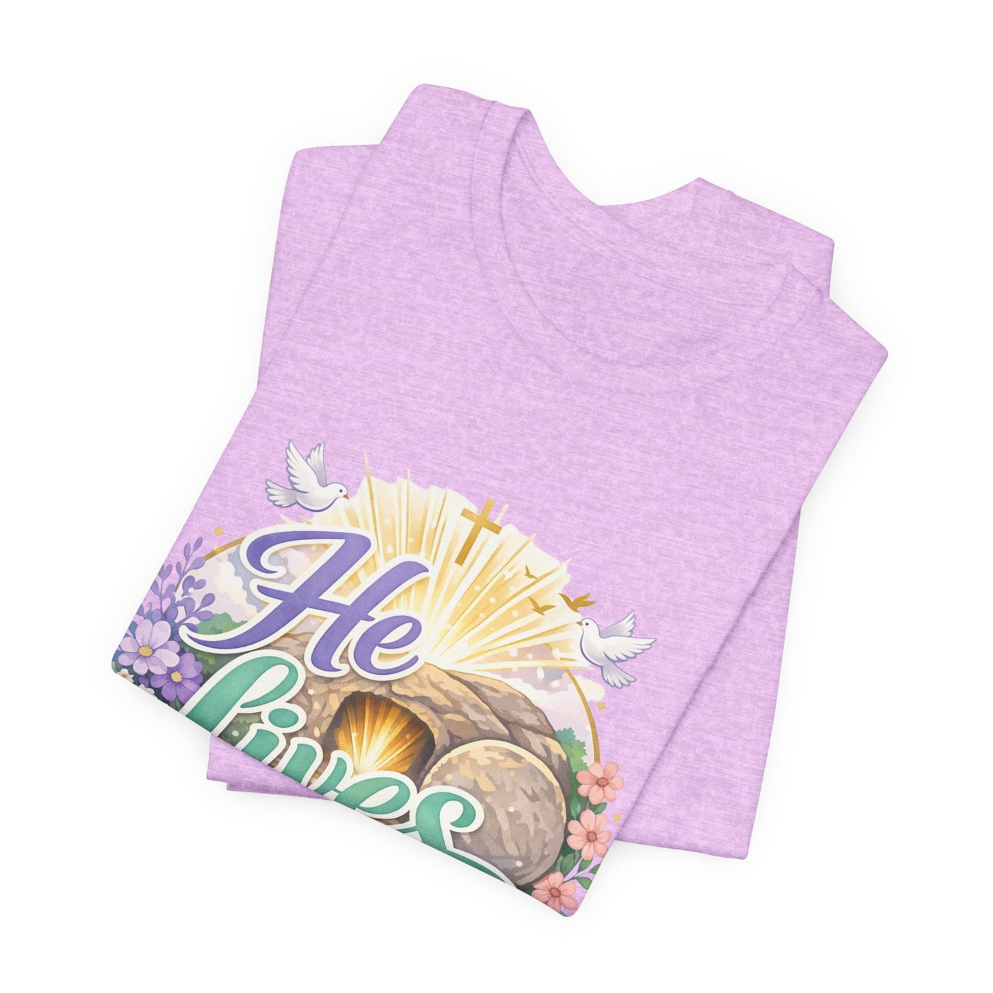 He Lives Jesus Tomb Tee — Christian Easter T‑Shirt
