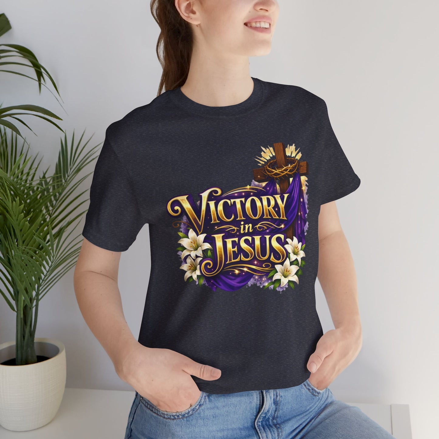 Victory In Jesus Christian T-Shirt — Cross Faith Tee