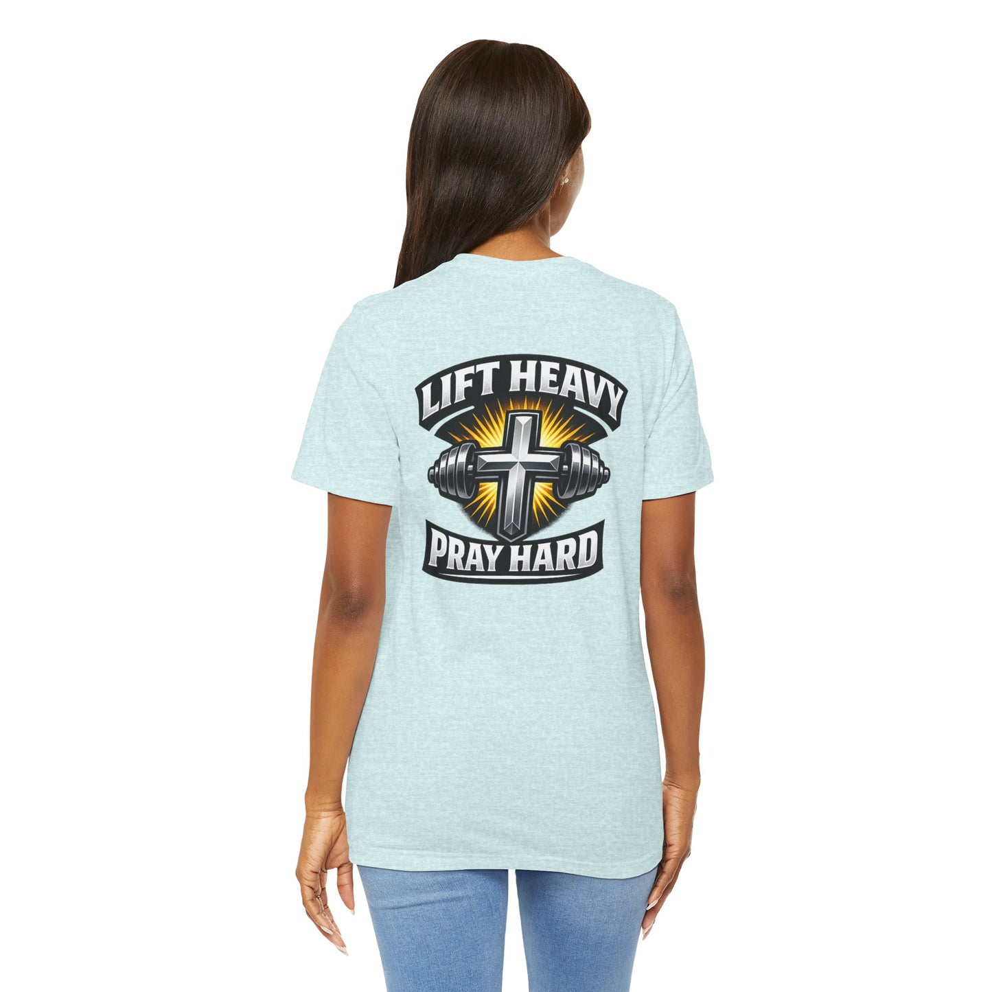 Lift Heavy Pray Hard T‑Shirt — Christian Fitness Gym Tee