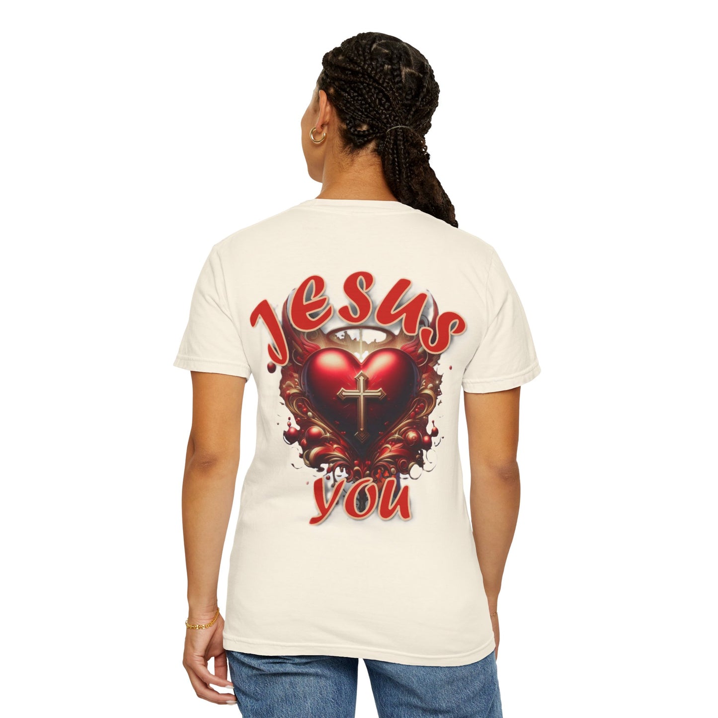 Christian Cross Heart Unisex T-shirt - Jesus Loves You Design
