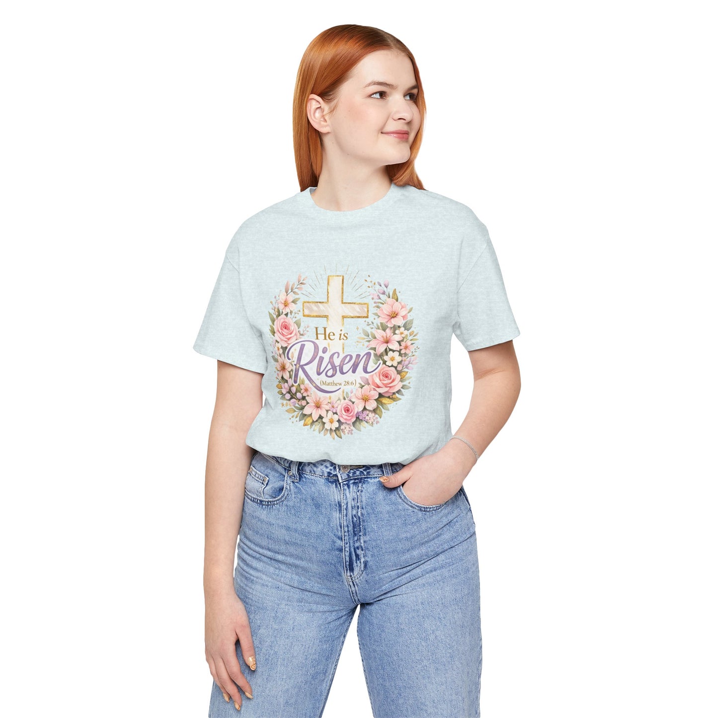 He Is Risen Floral Cross T-Shirt