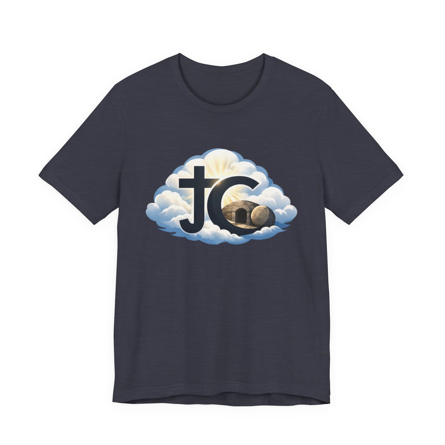 Jesus Christ (JC) Cross Tee — Crucified, Risen & Coming Again