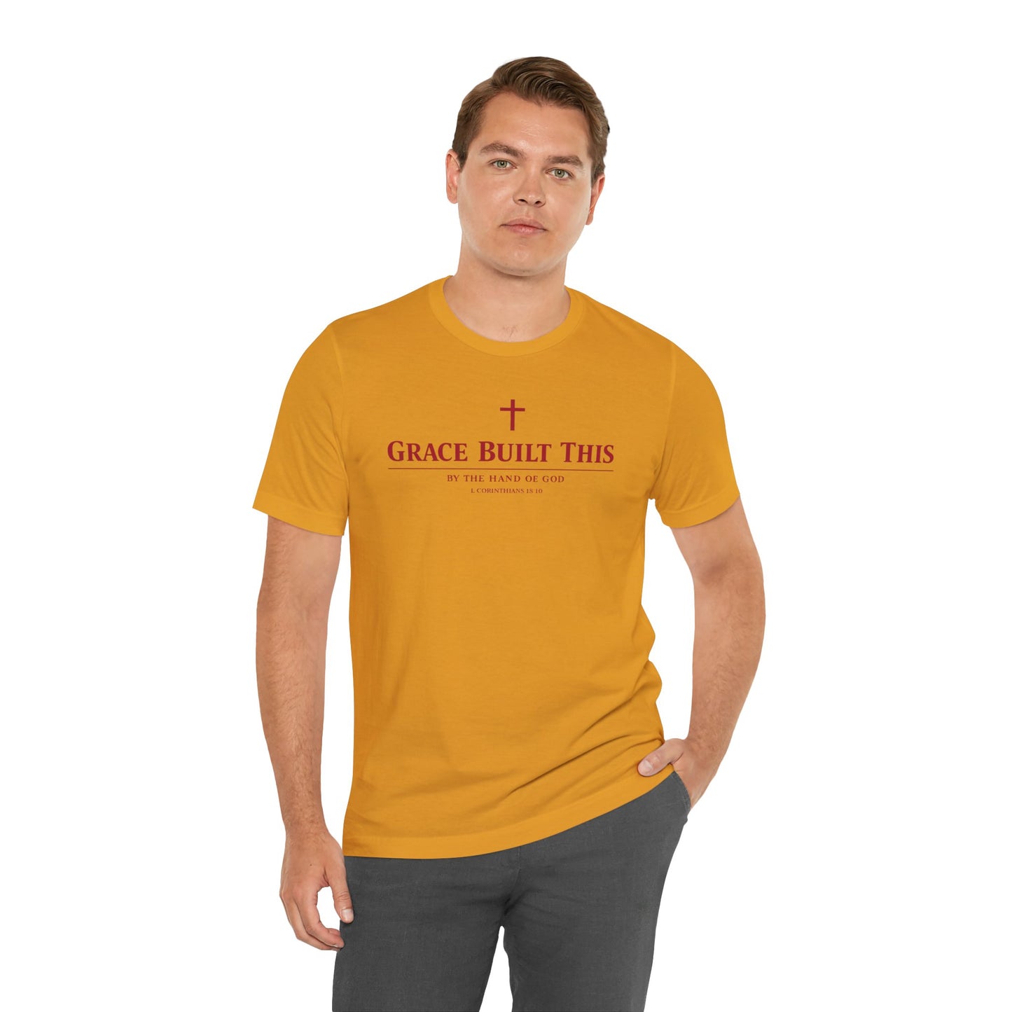 Grace Built This T-Shirt — Christian Faith Tee with Cross