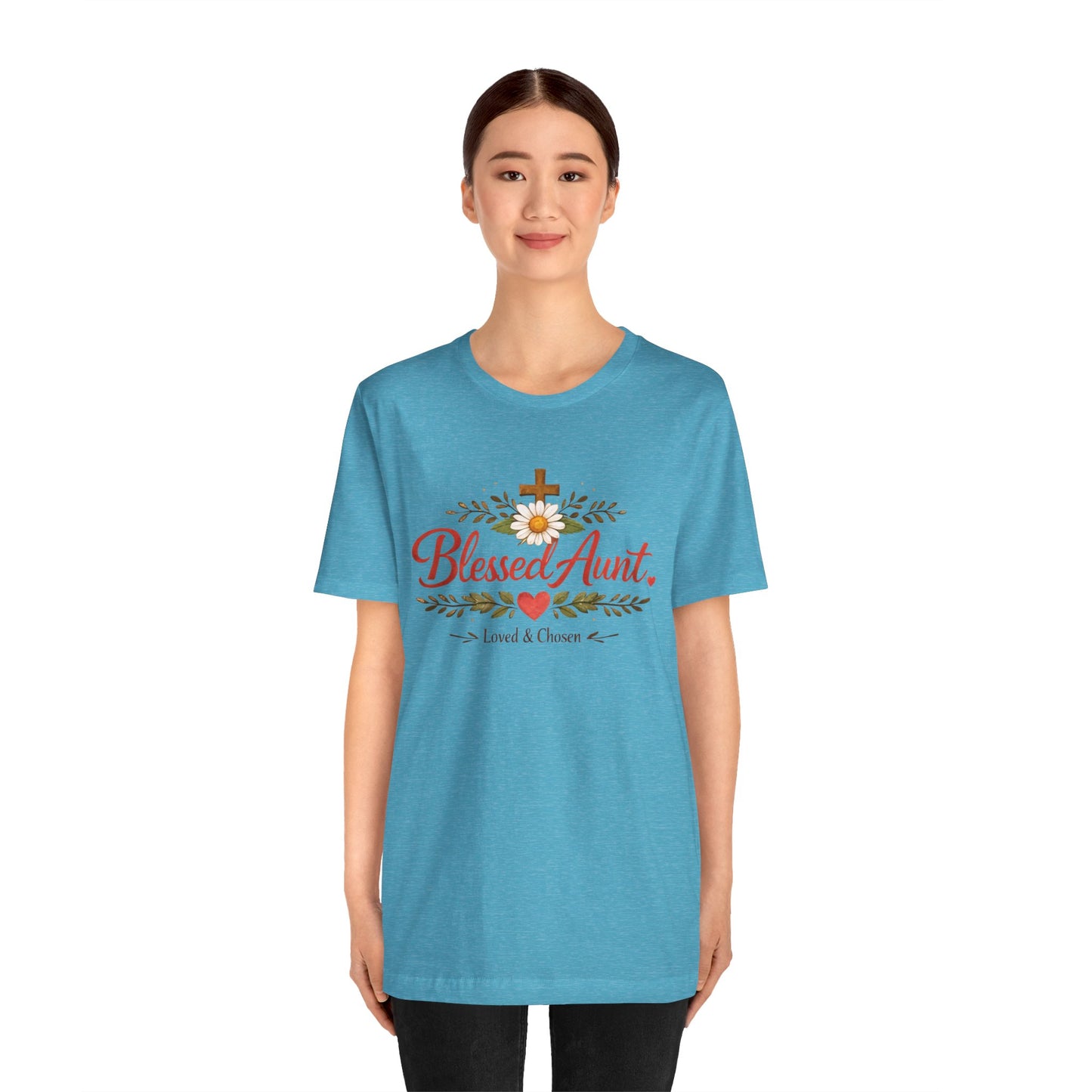 Blessed Aunt T-Shirt - "Blessed Aunt Loved & Chosen" Christian Floral Tee