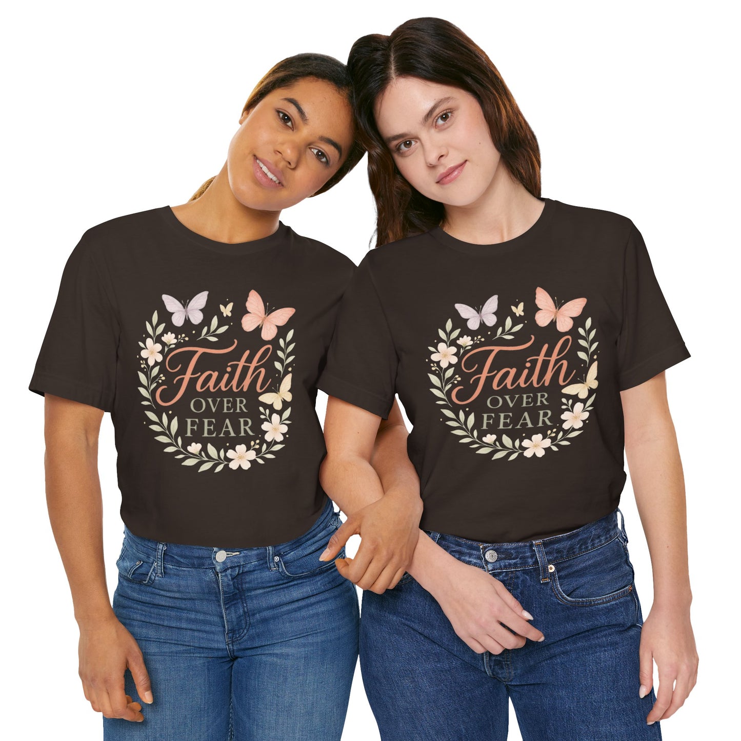 Faith Over Fear T-Shirt — Floral Butterfly Inspirational Tee