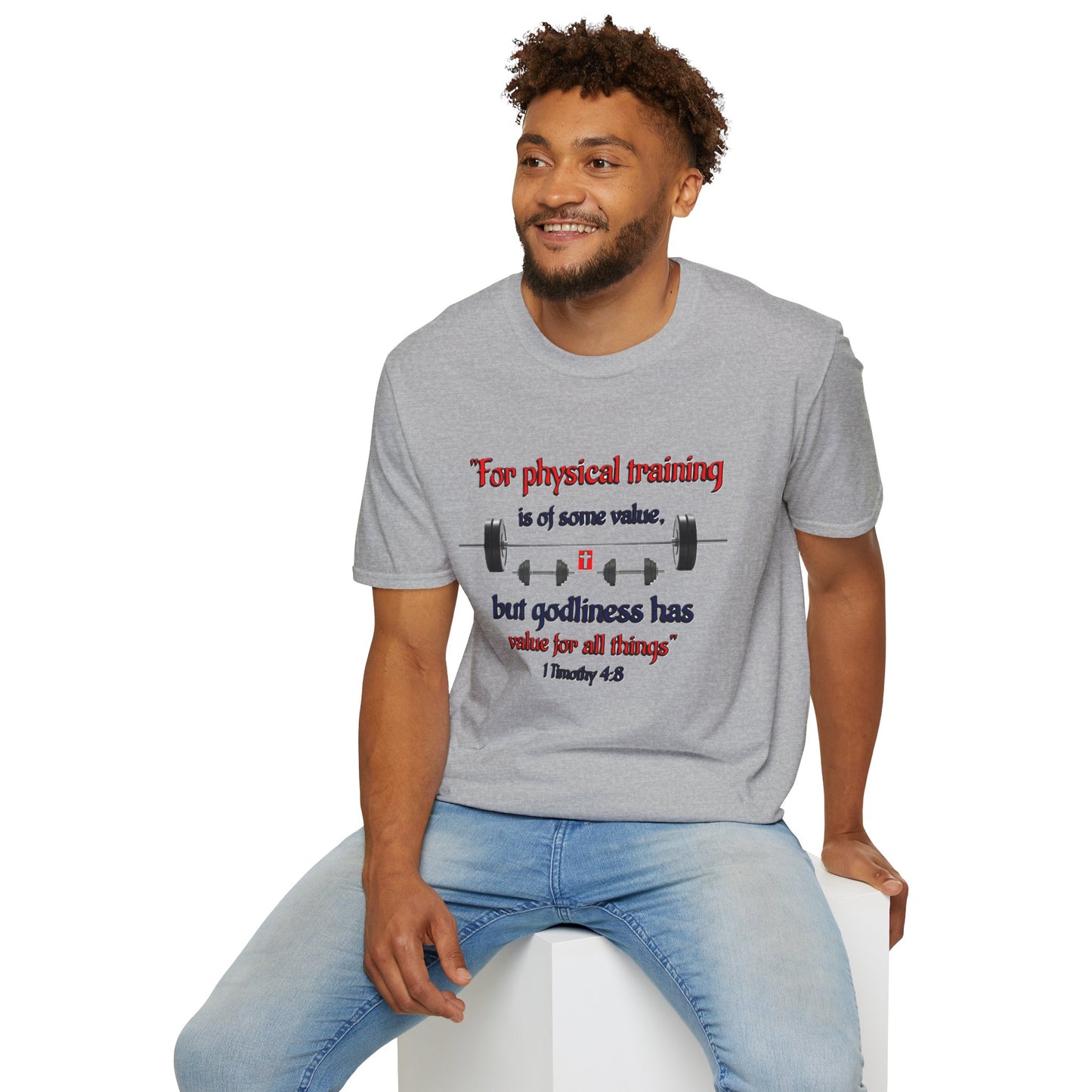 Christian Verse Softstyle T-Shirt - 1 Timothy 4:8