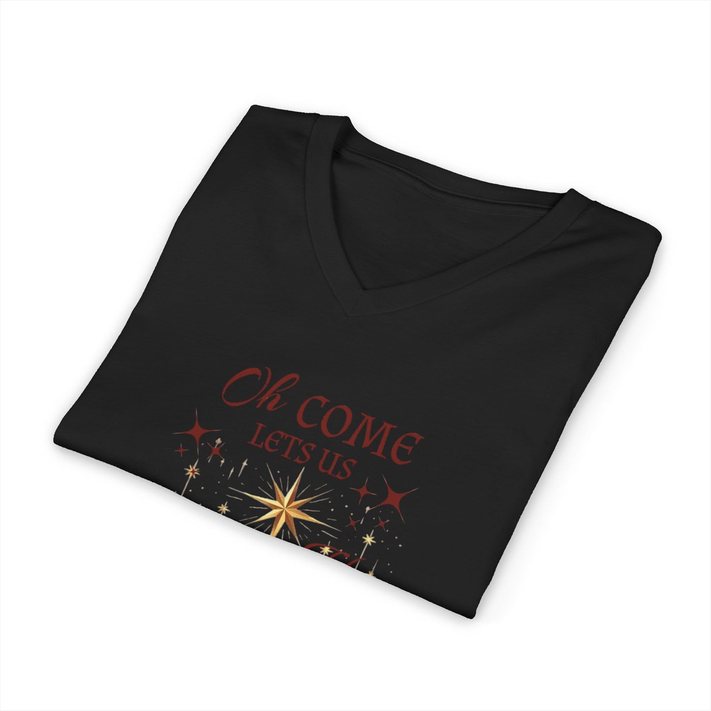 V-Neck Tee Nativity Scene 'Oh come let us adore Him, Christ the Lord'