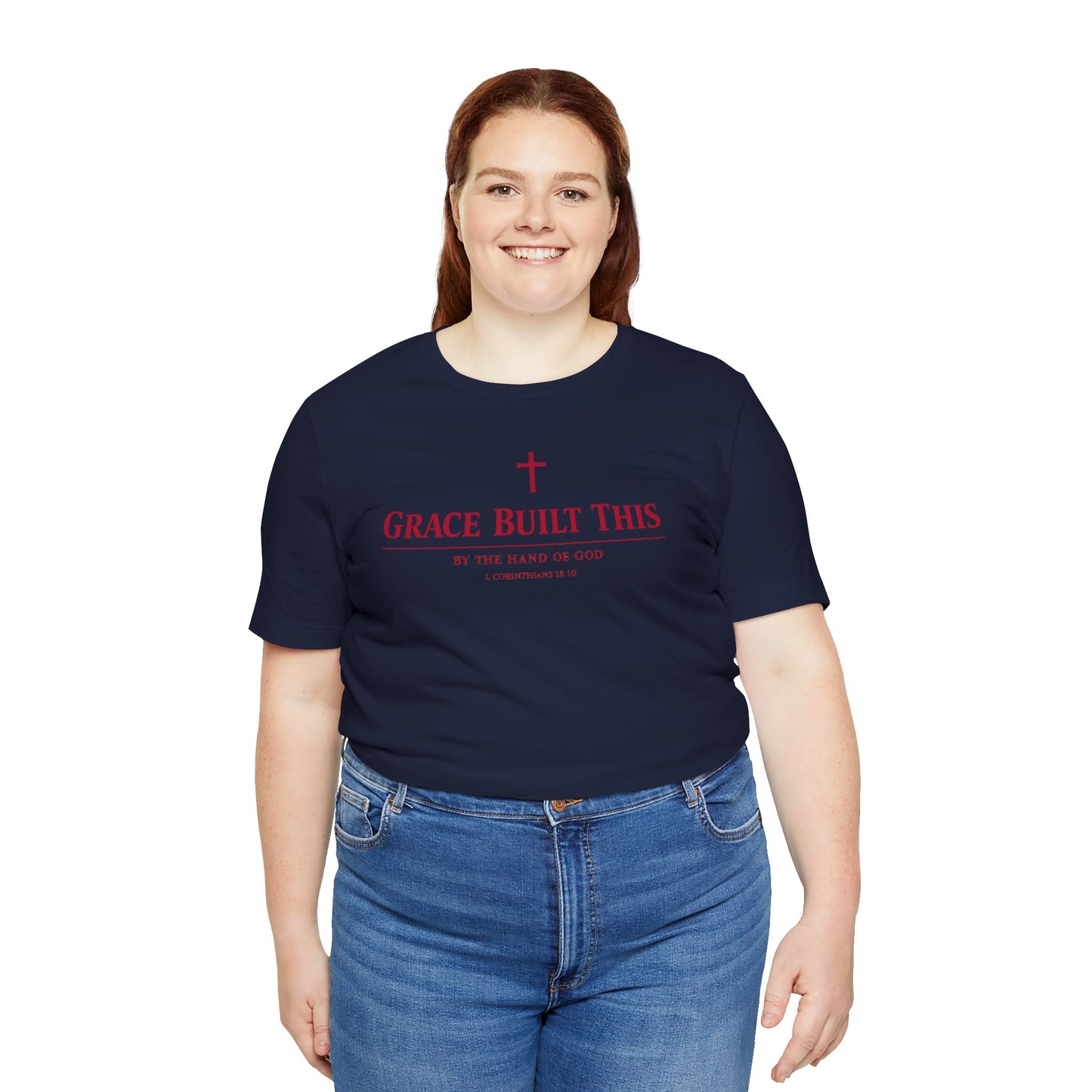 Grace Built This T-Shirt — Christian Faith Tee with Cross