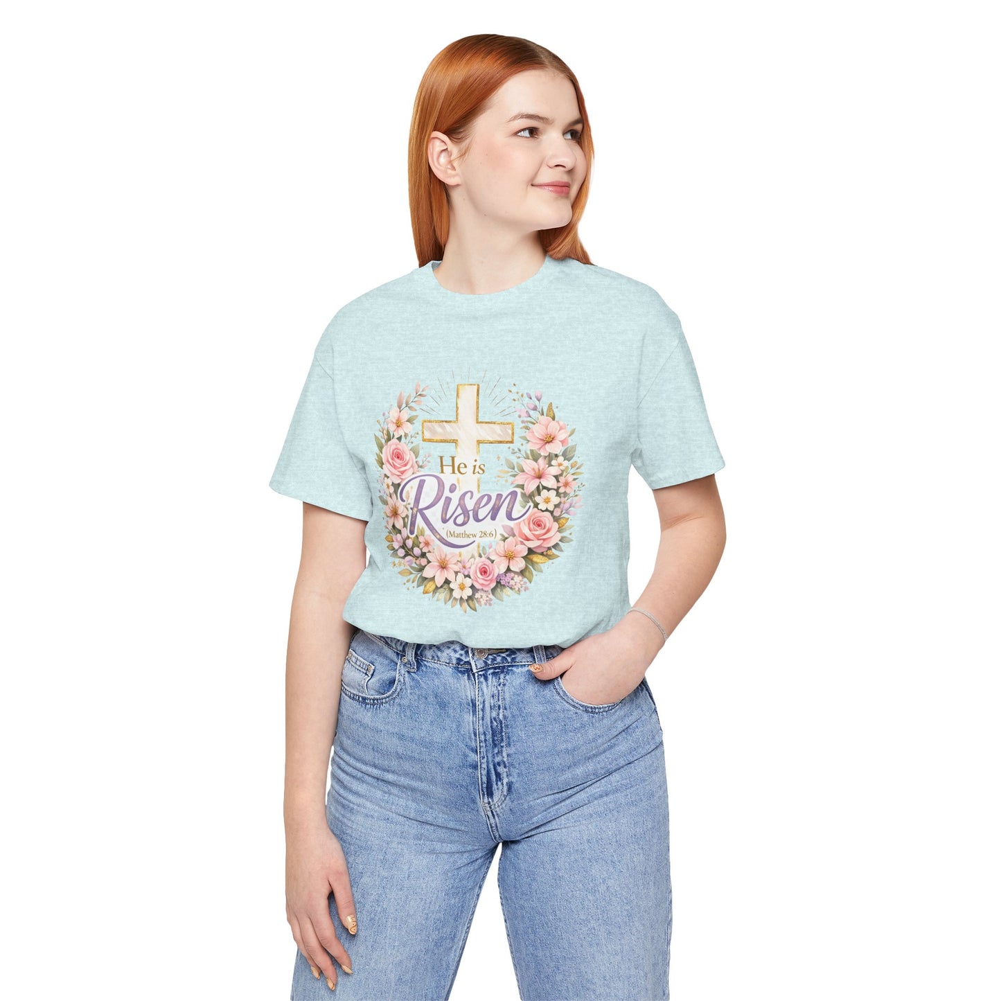 He Is Risen Floral Cross T-Shirt