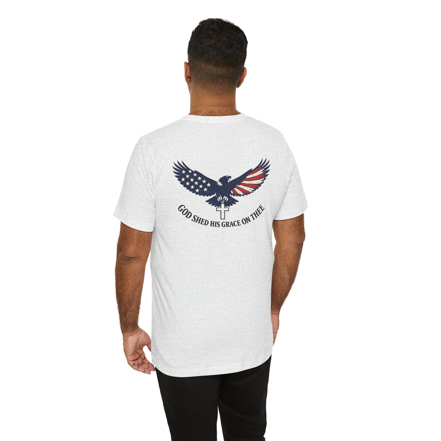 Patriotic Eagle T‑Shirt — "God Shed His Grace on Thee" Back Graphic Tee