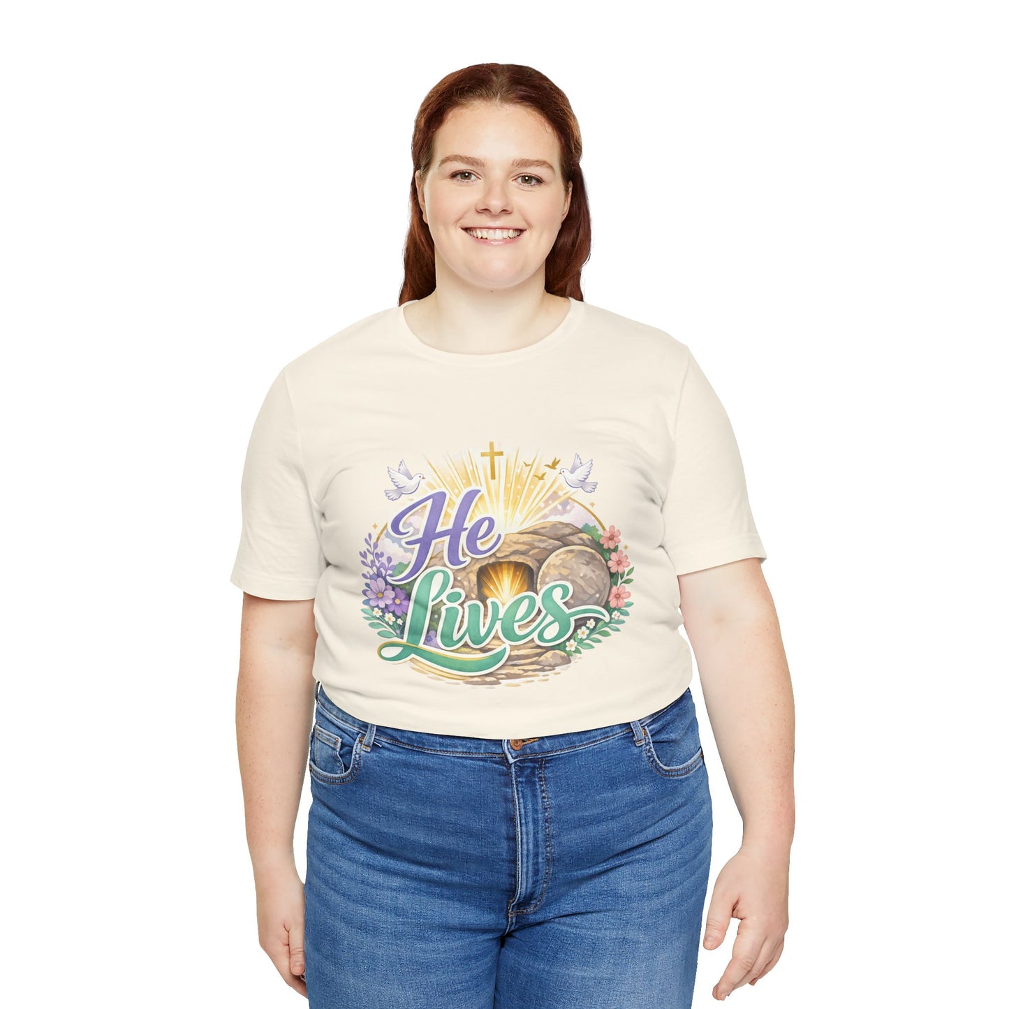 He Lives Jesus Tomb Tee — Christian Easter T‑Shirt