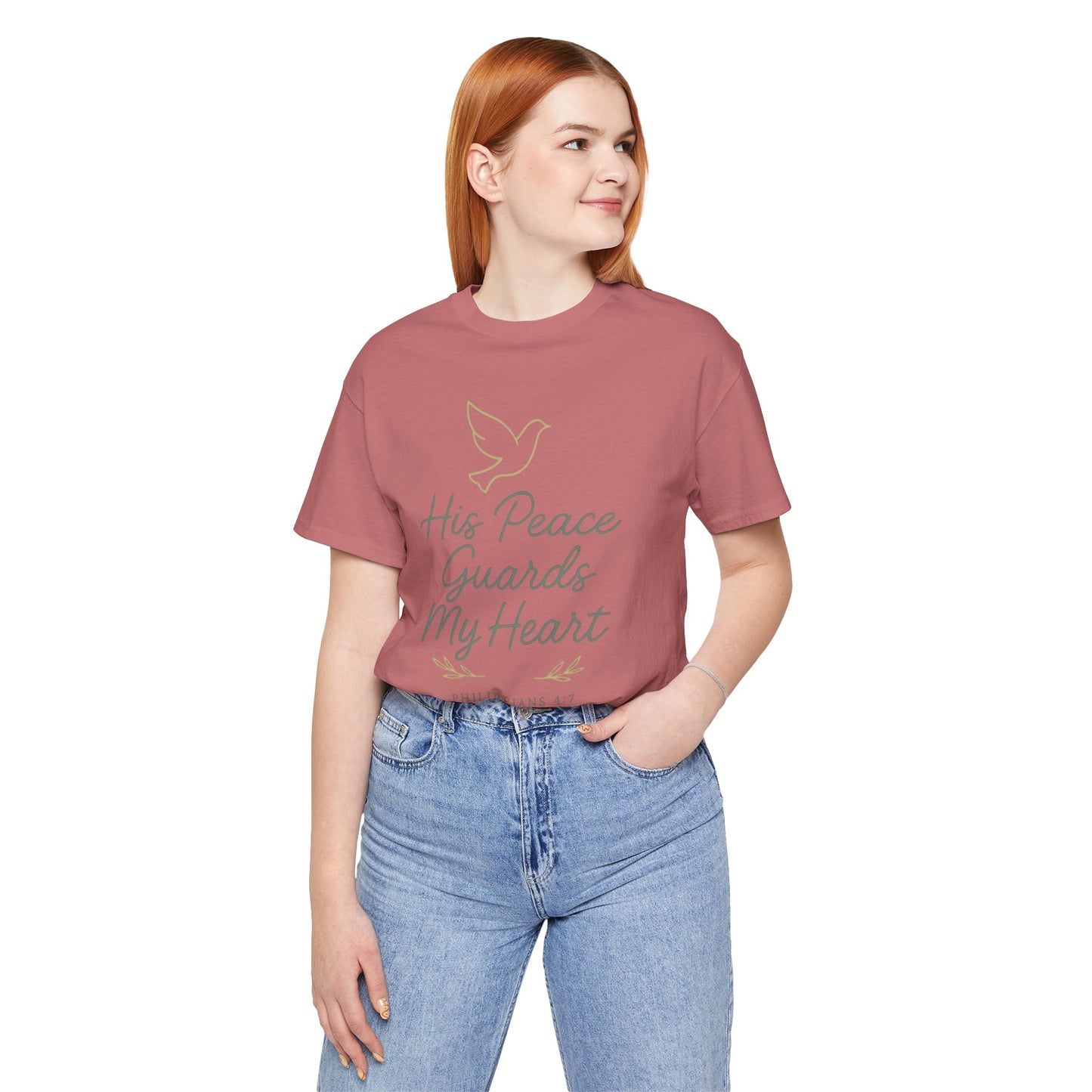 His Peace Guards My Heart Tee — Philippians 4:7 Christian Dove T-Shirt
