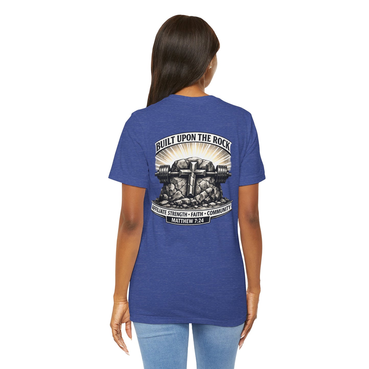 Built Upon the Rock T‑Shirt — Christian Faith Matthew 7:24 Graphic Tee