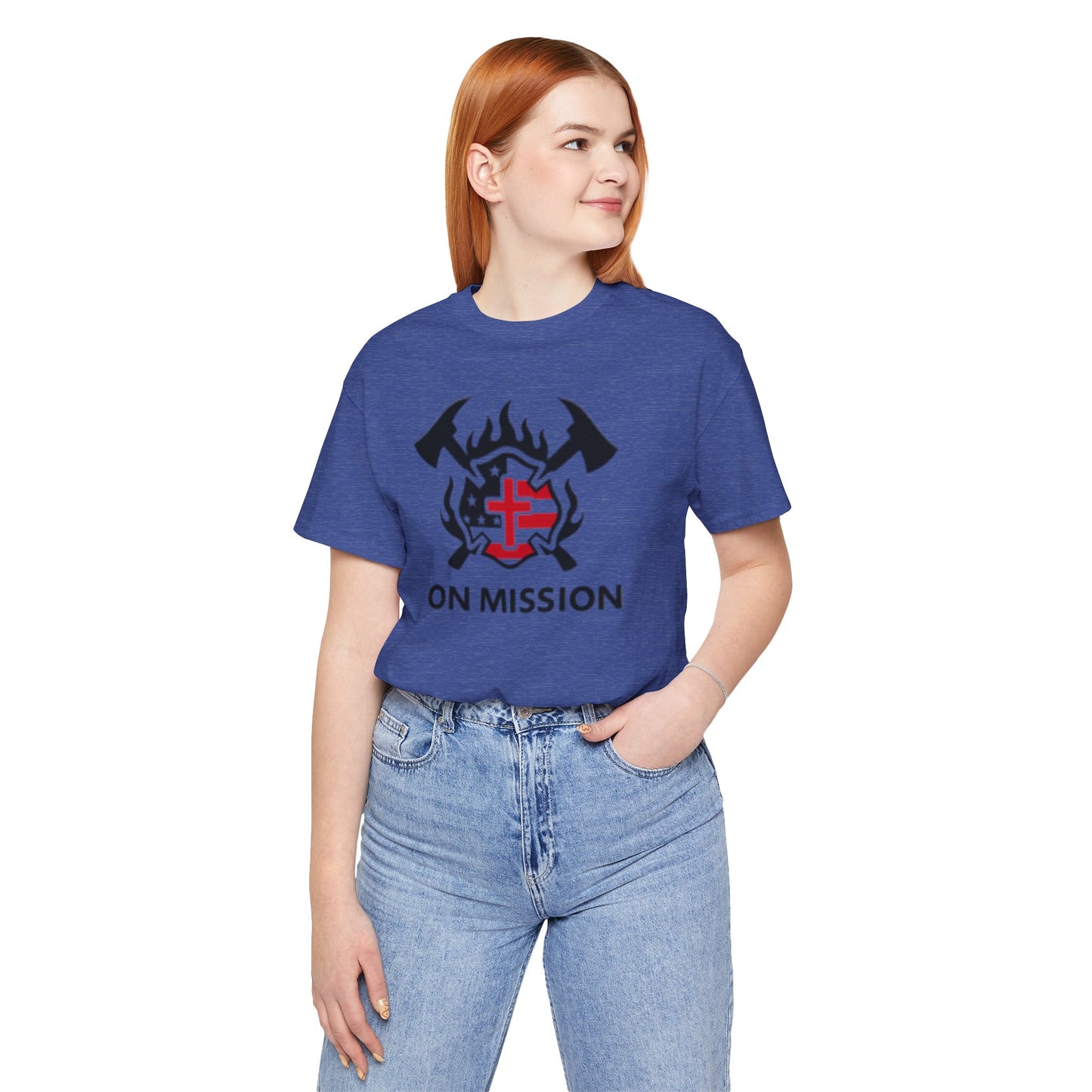 On Mission Christian Cross & American Flag T‑Shirt