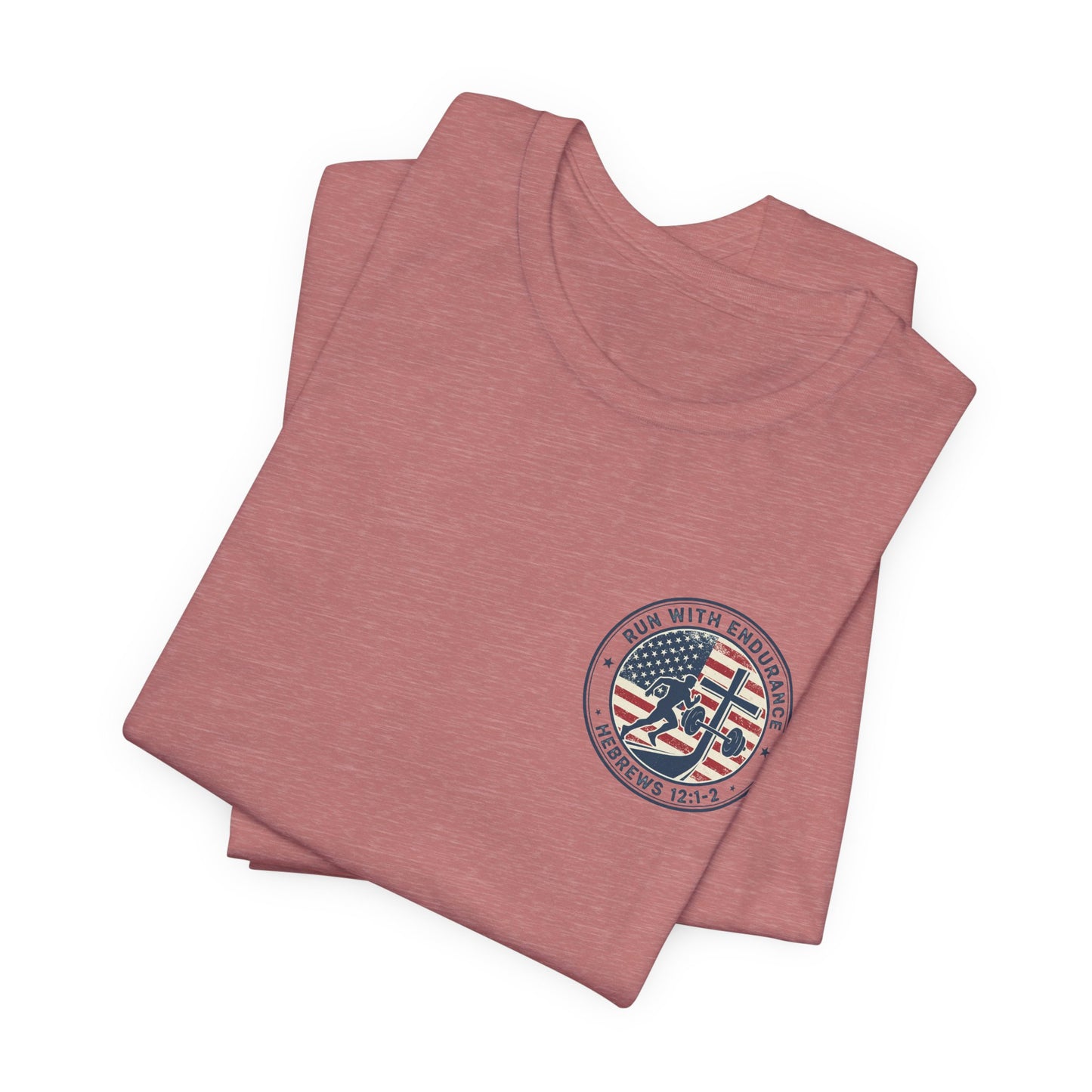 Hebrews 12:1-2 'Run With Endurance' T-Shirt — Inspirational Christian Tee