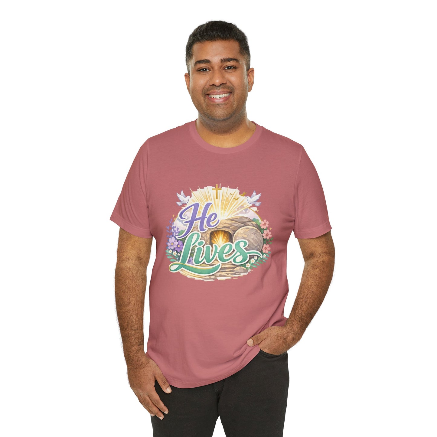 He Lives Jesus Tomb Tee — Christian Easter T‑Shirt