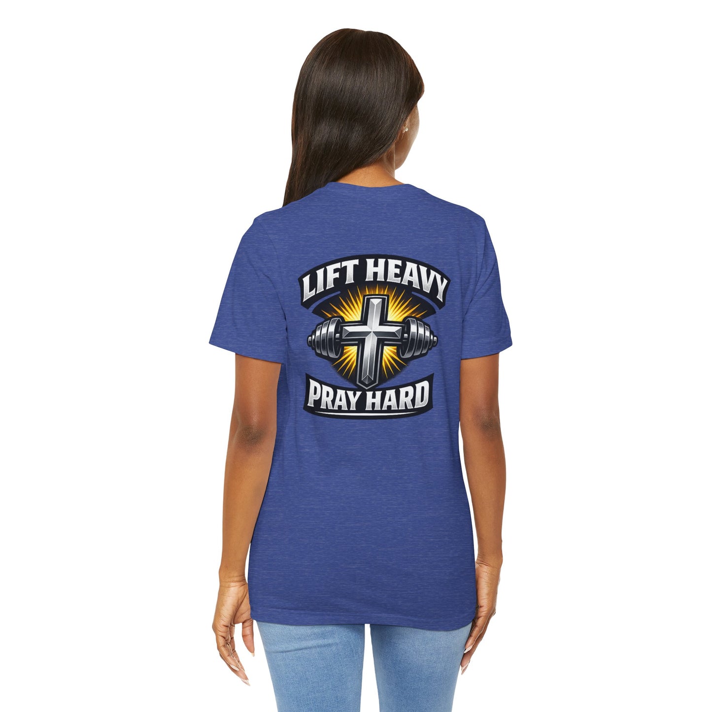 Lift Heavy Pray Hard T‑Shirt — Christian Fitness Gym Tee