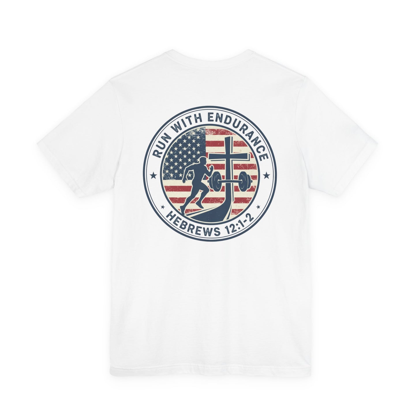 Hebrews 12:1-2 'Run With Endurance' T-Shirt — Inspirational Christian Tee
