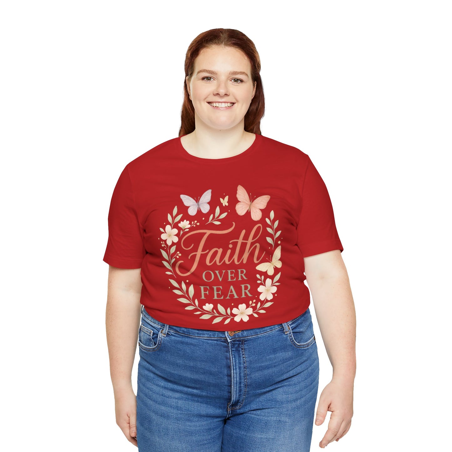 Faith Over Fear T-Shirt — Floral Butterfly Inspirational Tee