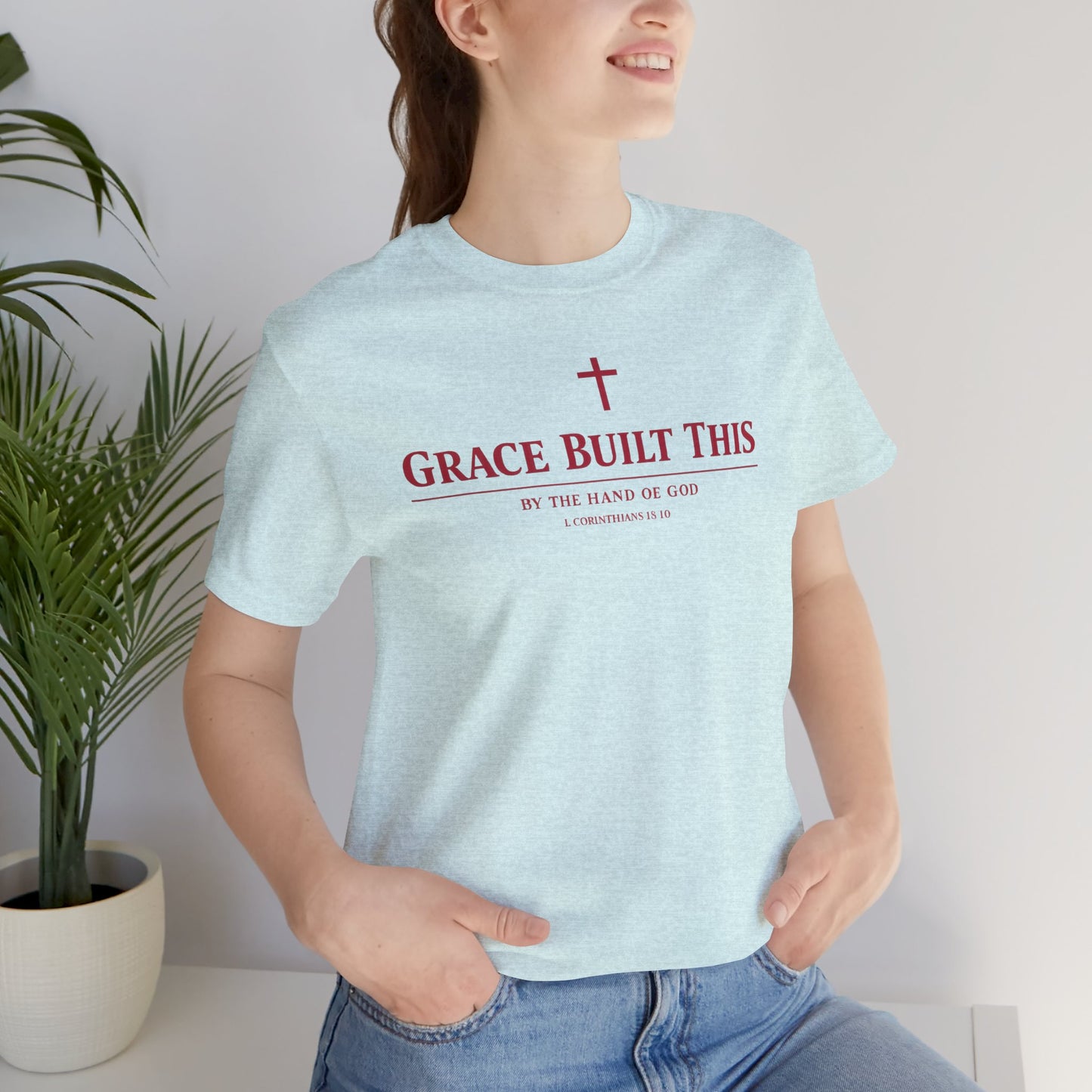 Grace Built This T-Shirt — Christian Faith Tee with Cross