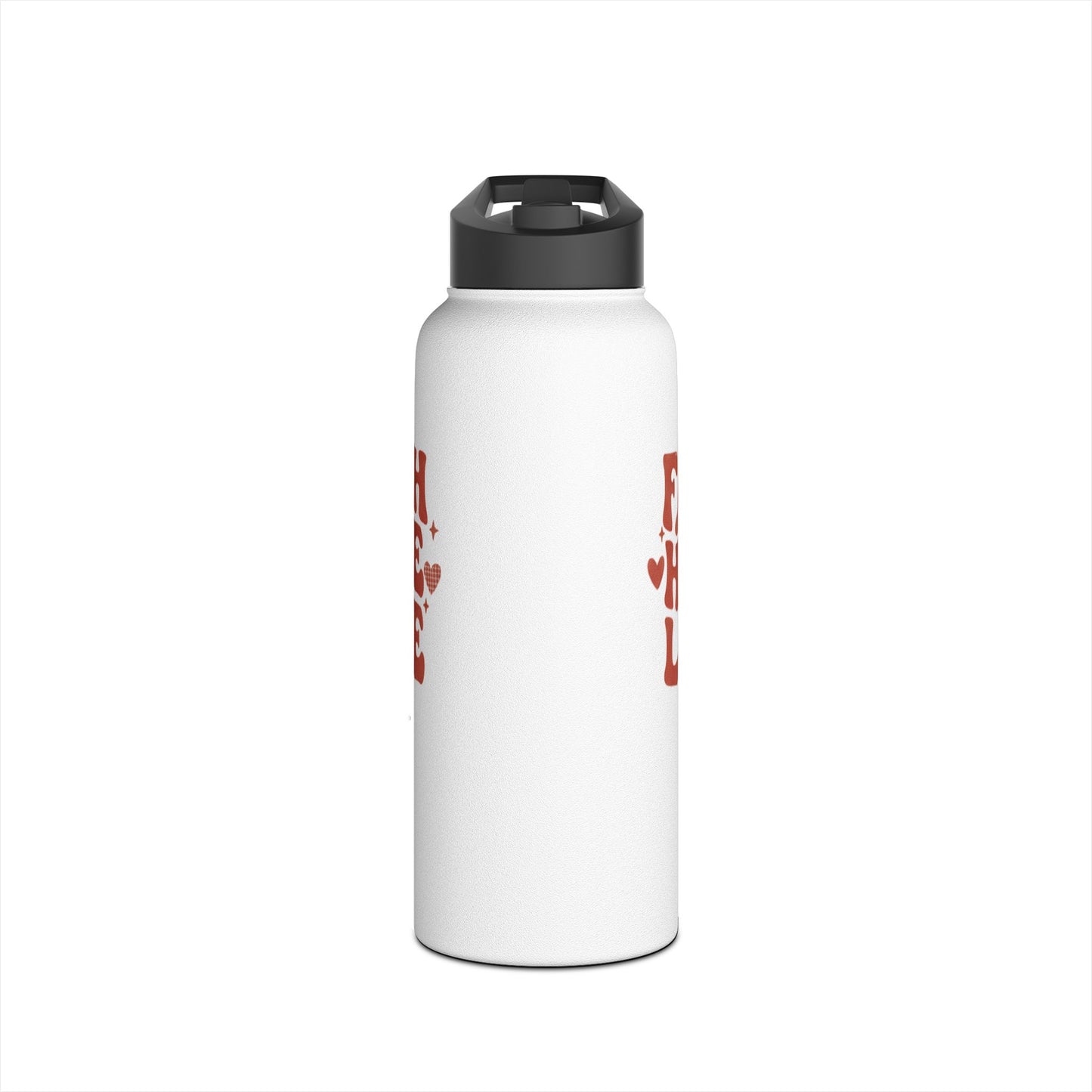 Faith Hope Love Stainless Steel Water Bottle — Retro Heart Typography