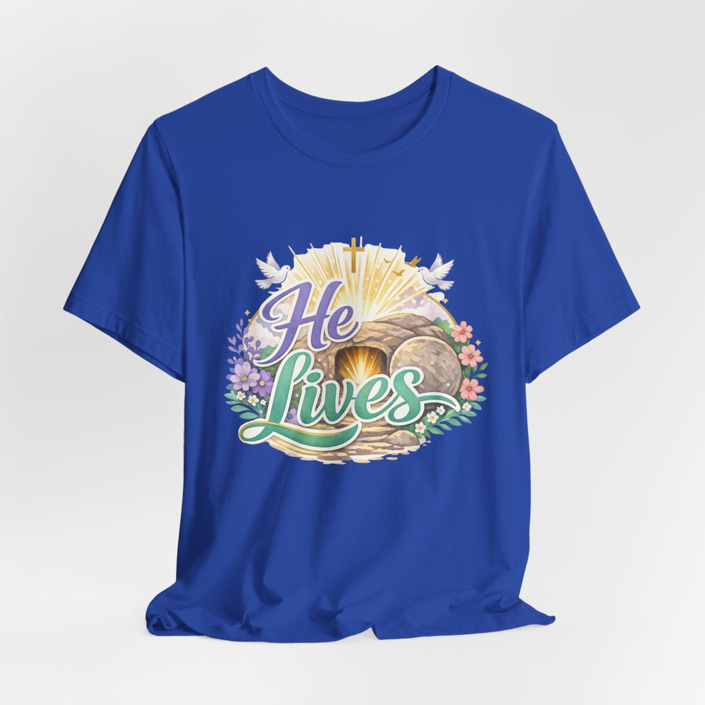 He Lives Jesus Tomb Tee — Christian Easter T‑Shirt