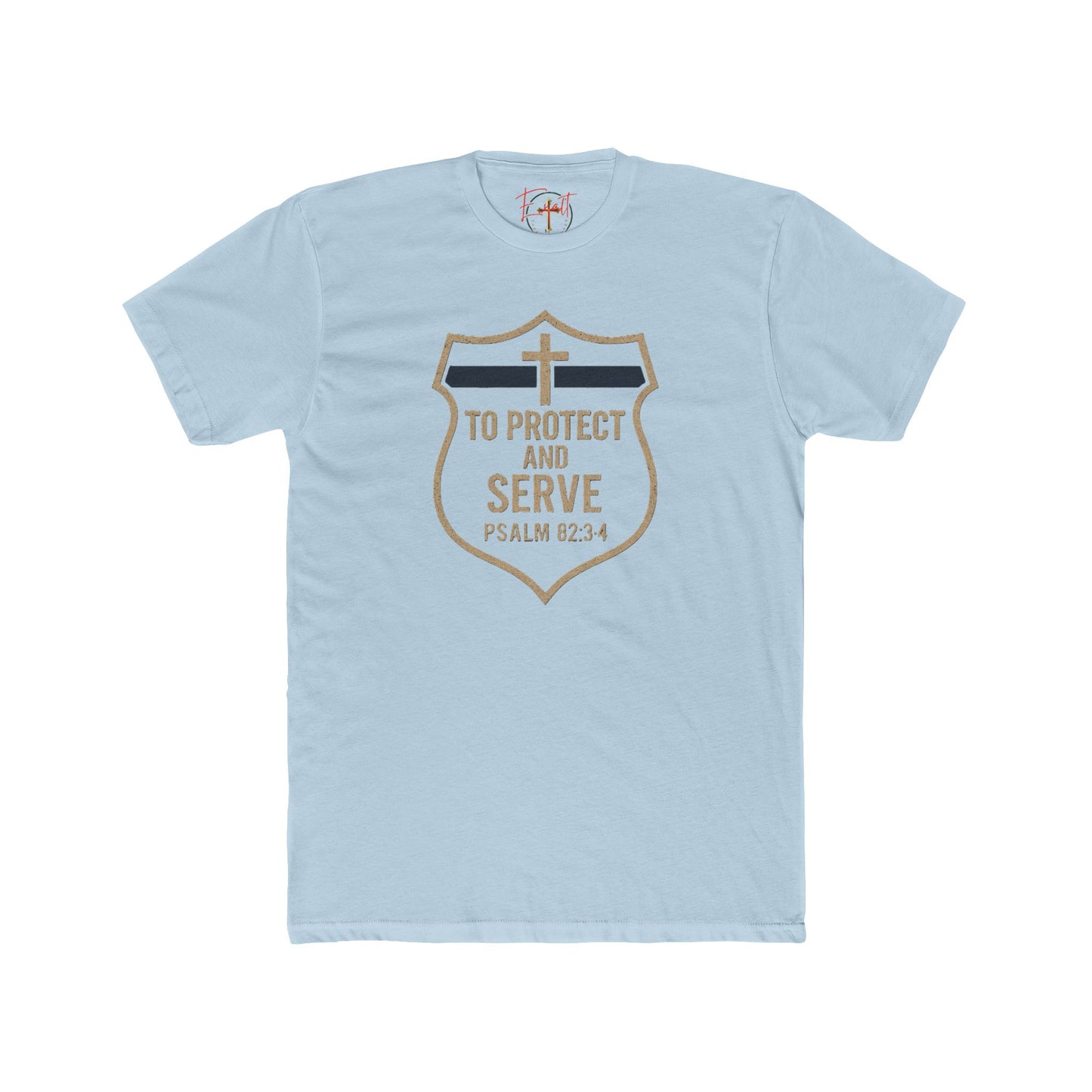 Blue Line "Serve and Protect" Christian Cross T-Shirt