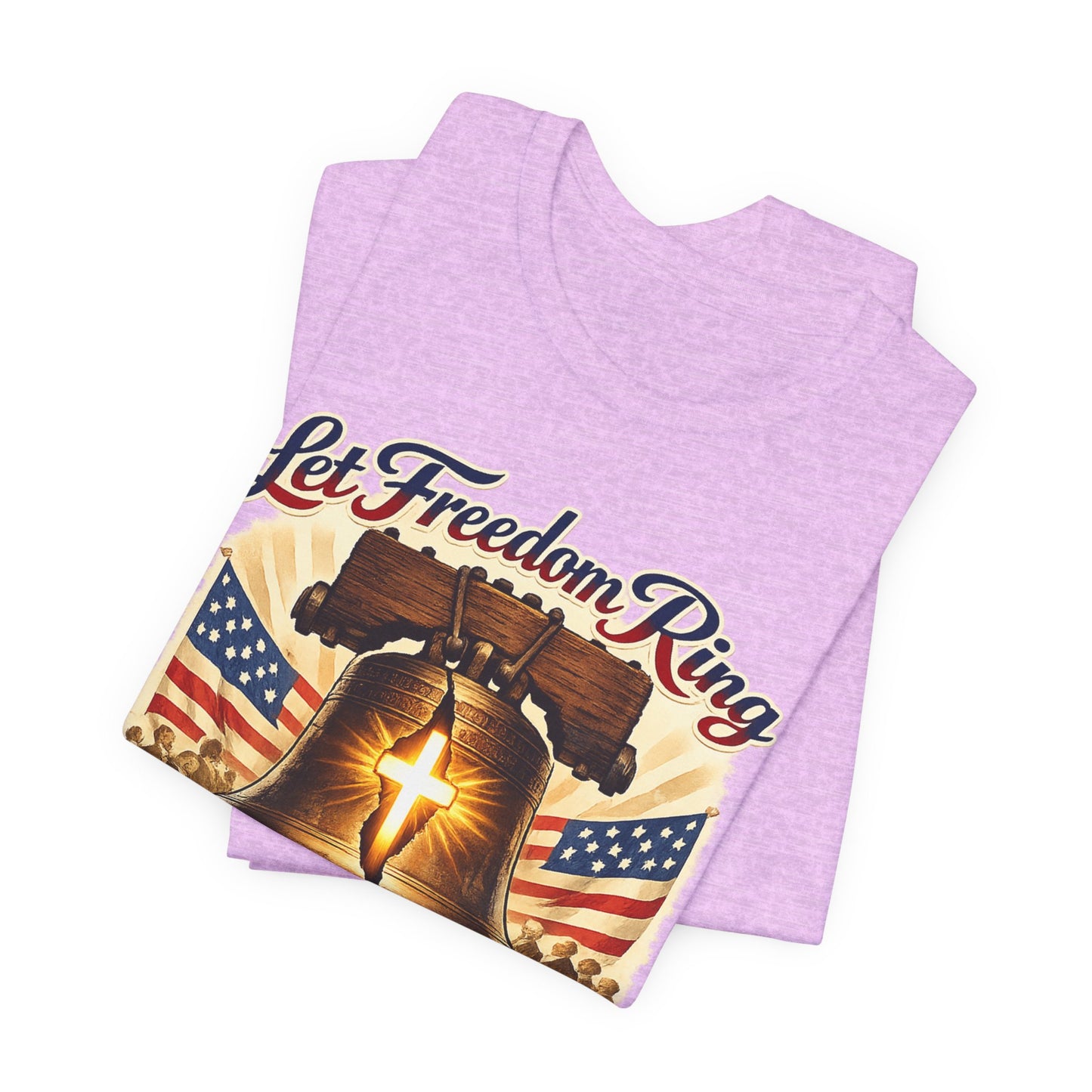 Liberty Bell 'Let Freedom Ring' Tee with Cross — Patriotic 1776–2026 Anniversary Shirt