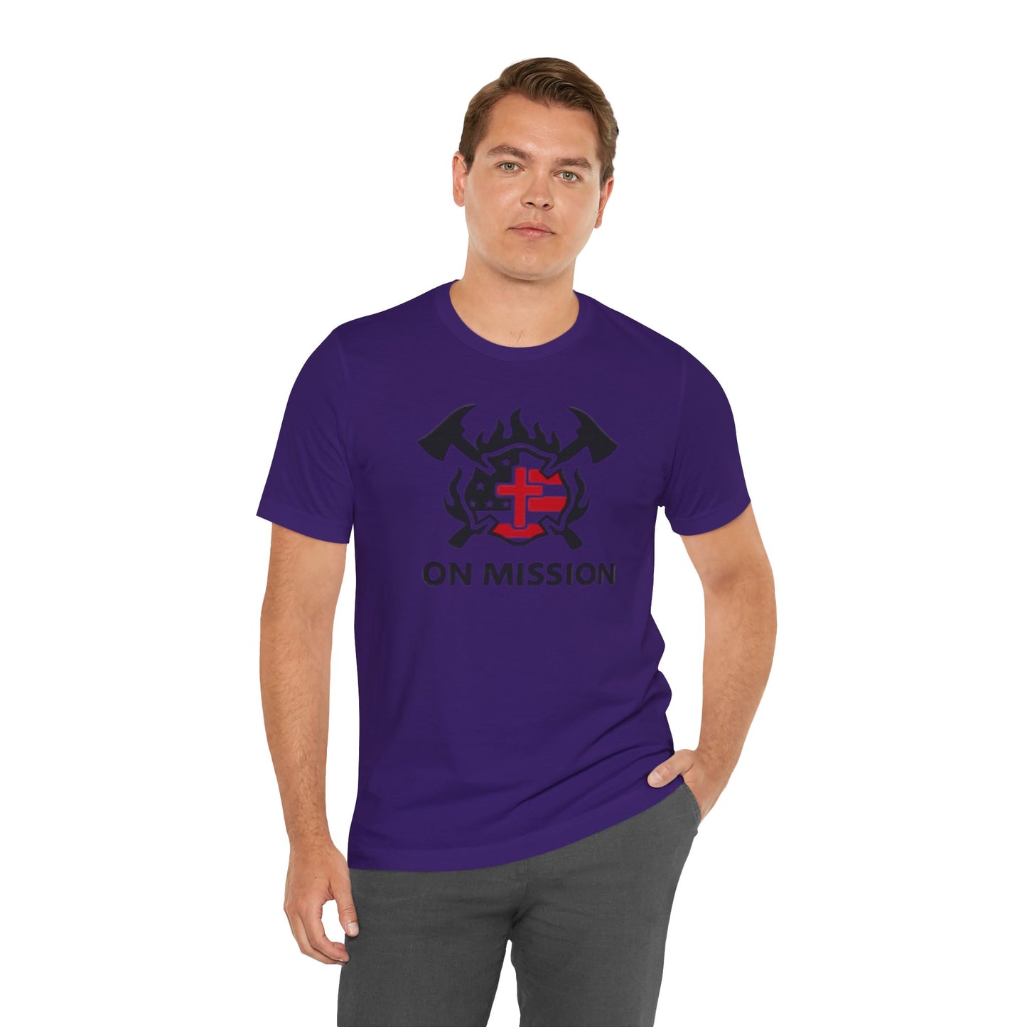 On Mission Christian Cross & American Flag T‑Shirt