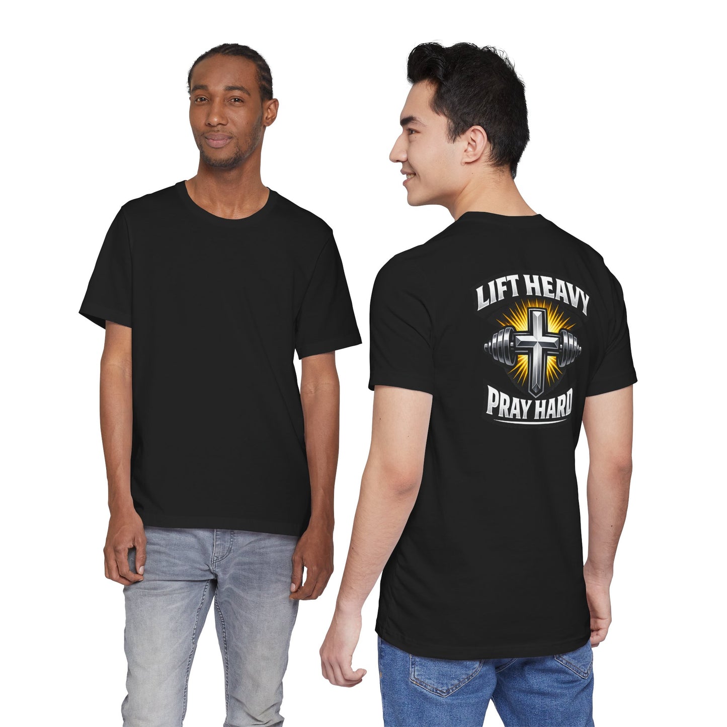 Lift Heavy Pray Hard T‑Shirt — Christian Fitness Gym Tee