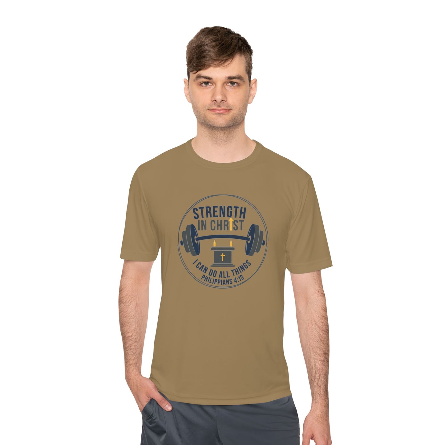Philippians 4:13 'Strength in Christ' Moisture-Wicking Workout Tee
