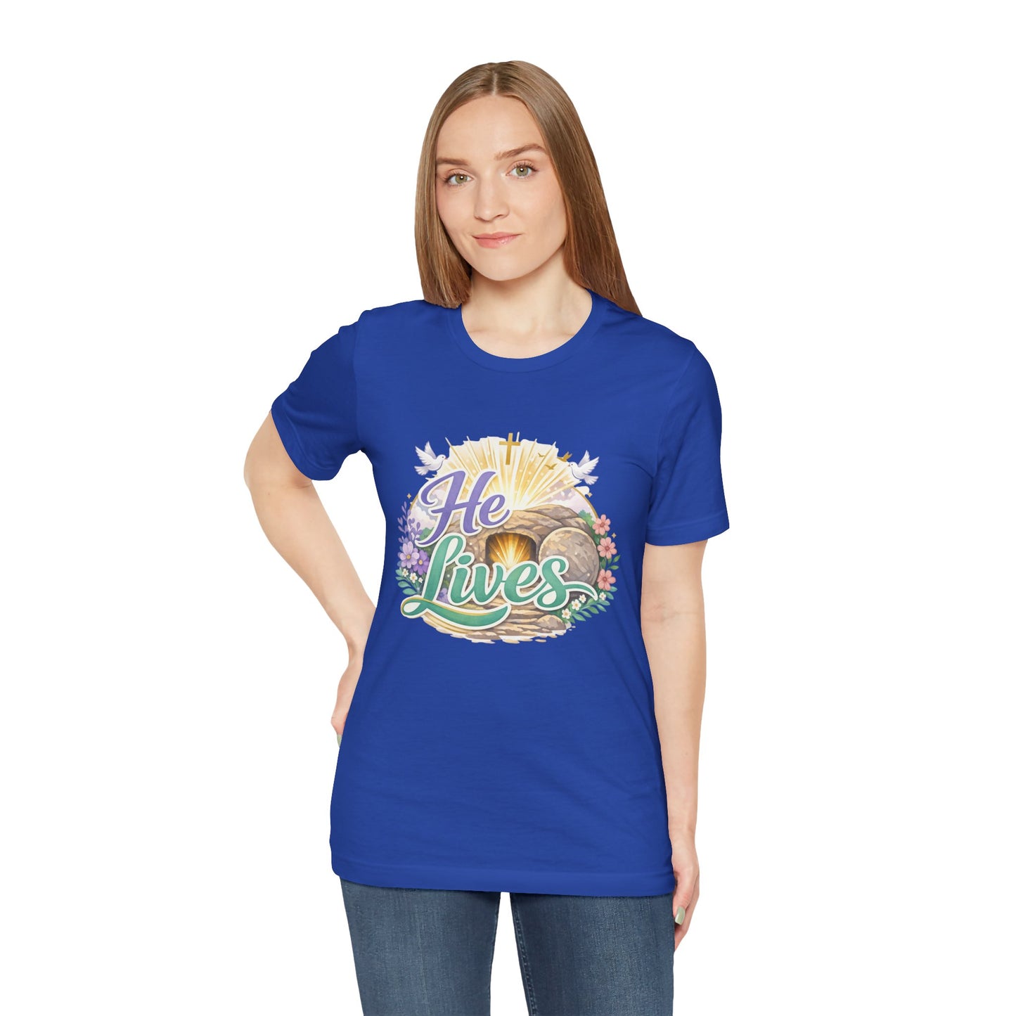 He Lives Jesus Tomb Tee — Christian Easter T‑Shirt