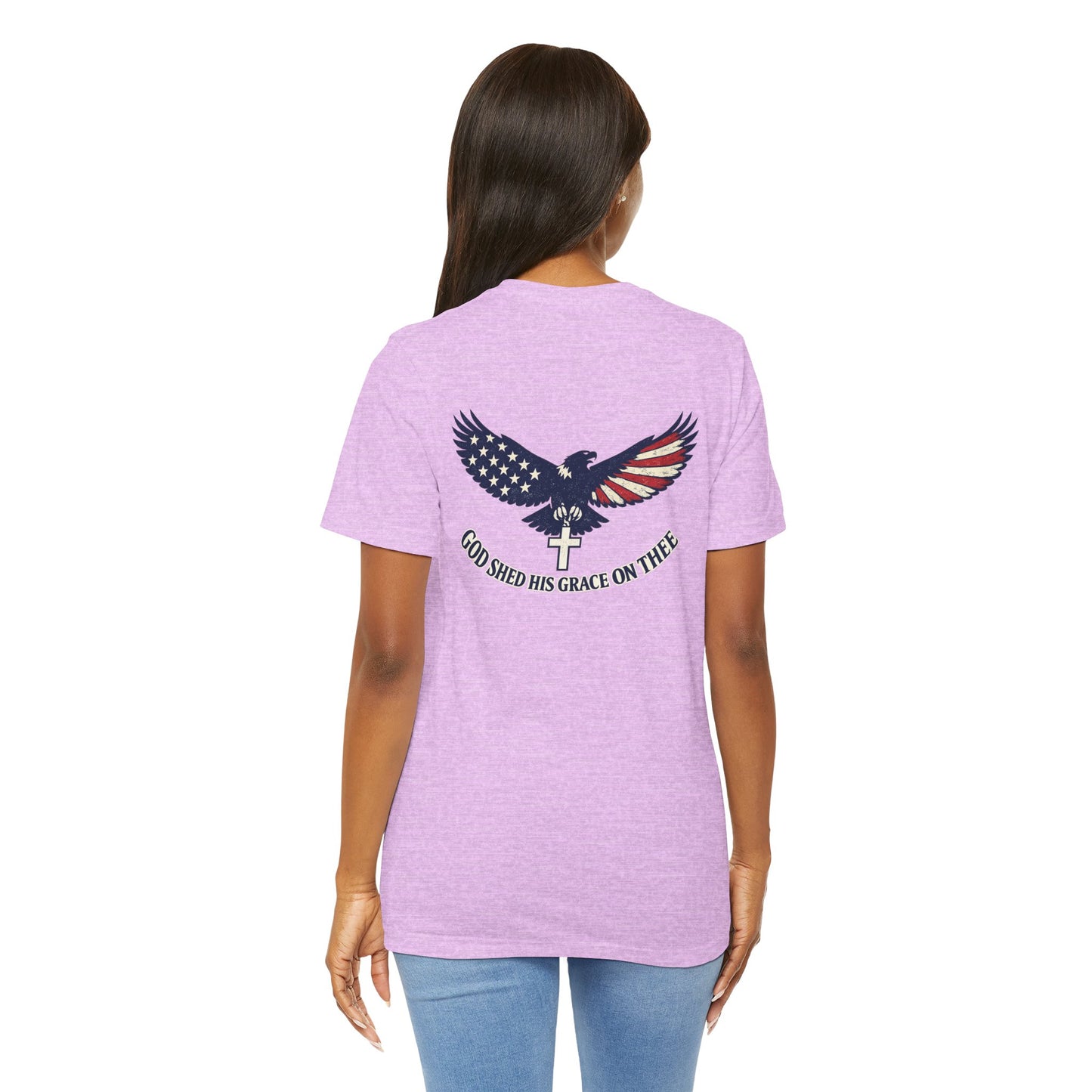 Patriotic Eagle T‑Shirt — "God Shed His Grace on Thee" Back Graphic Tee