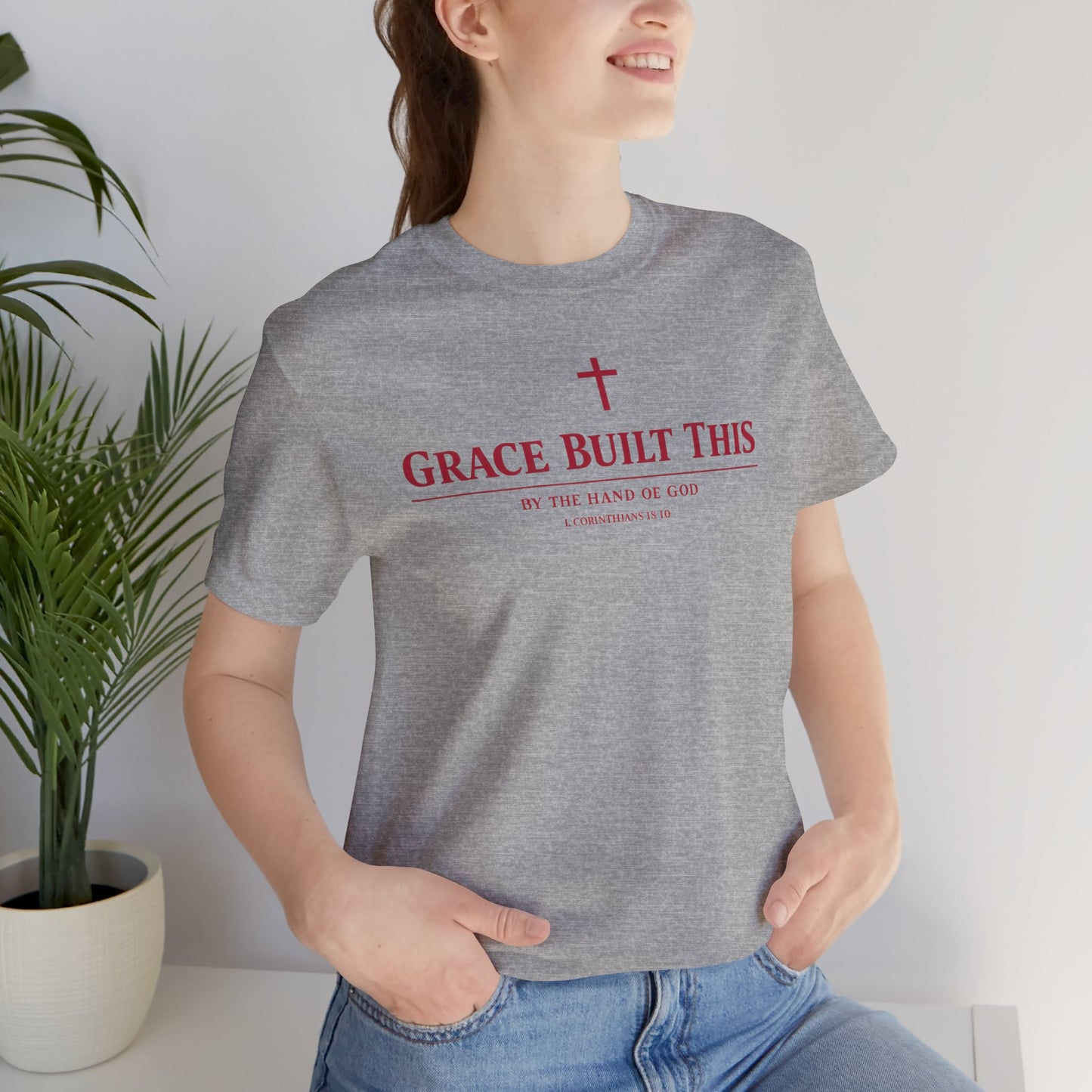 Grace Built This T-Shirt — Christian Faith Tee with Cross