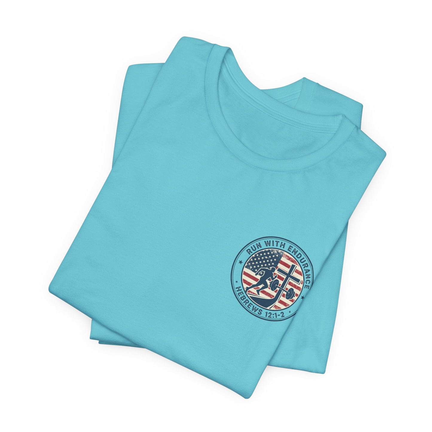 Hebrews 12:1-2 'Run With Endurance' T-Shirt — Inspirational Christian Tee