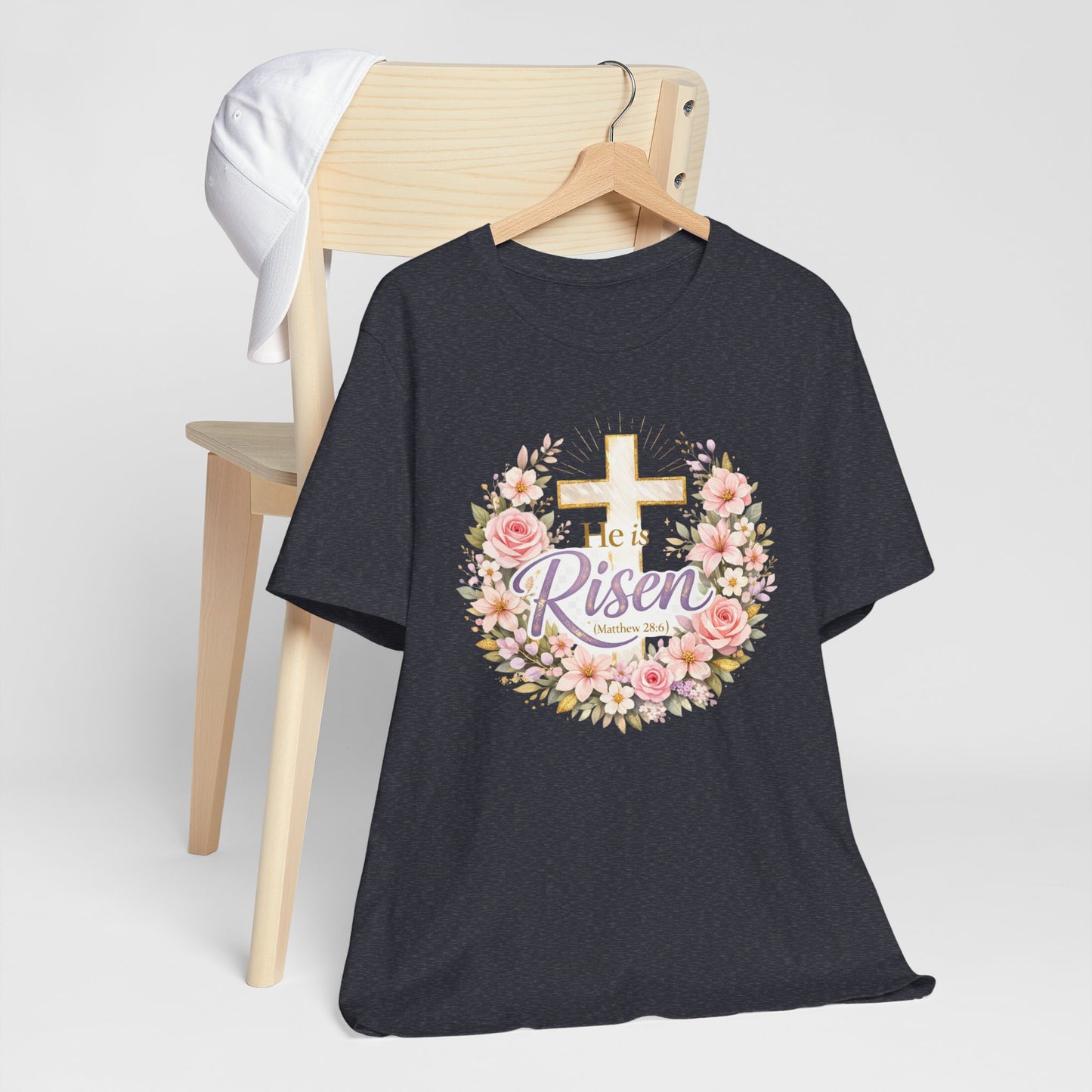 He Is Risen Floral Cross T-Shirt