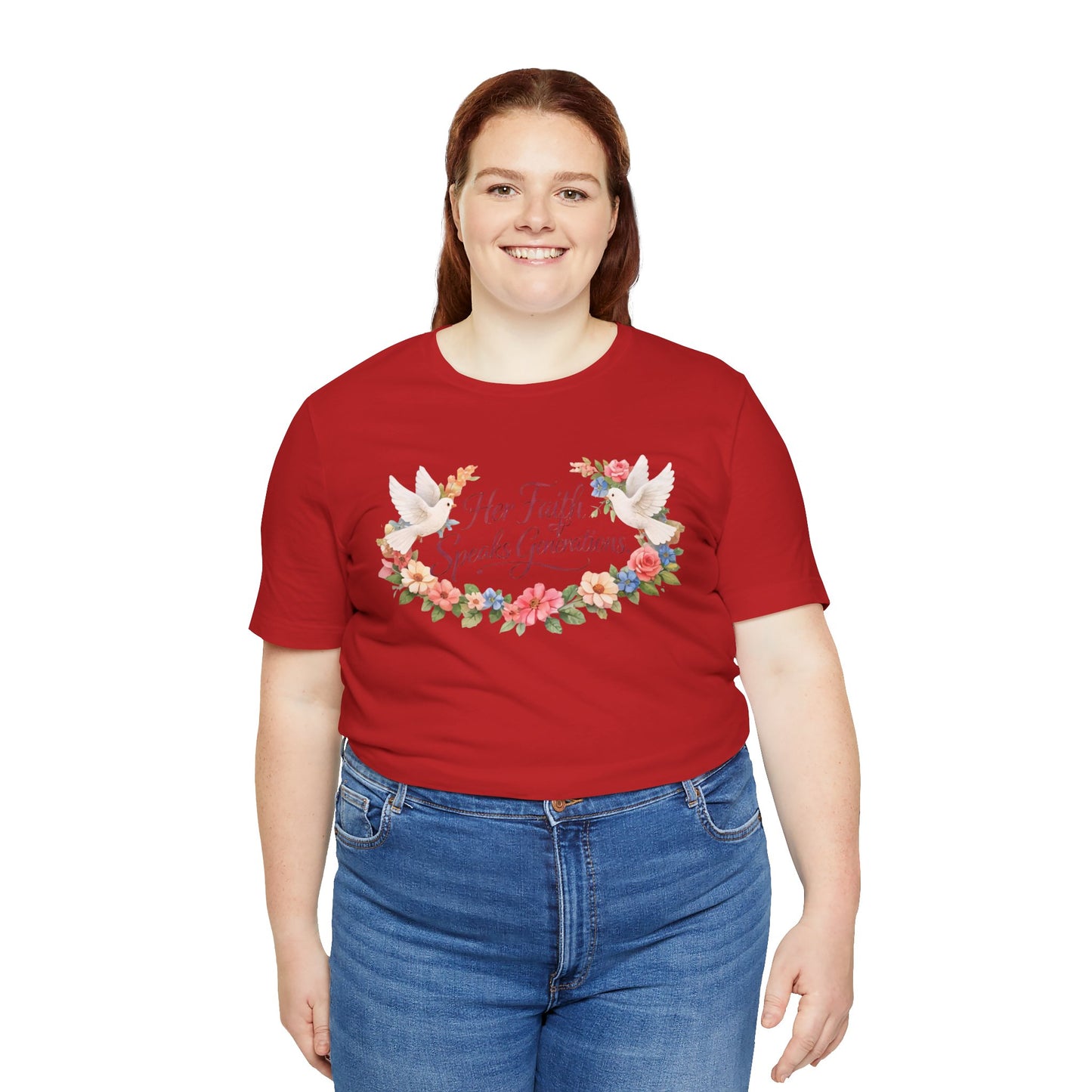 Her Faith Speaks Generations T-Shirt — Floral Christian Inspirational Tee