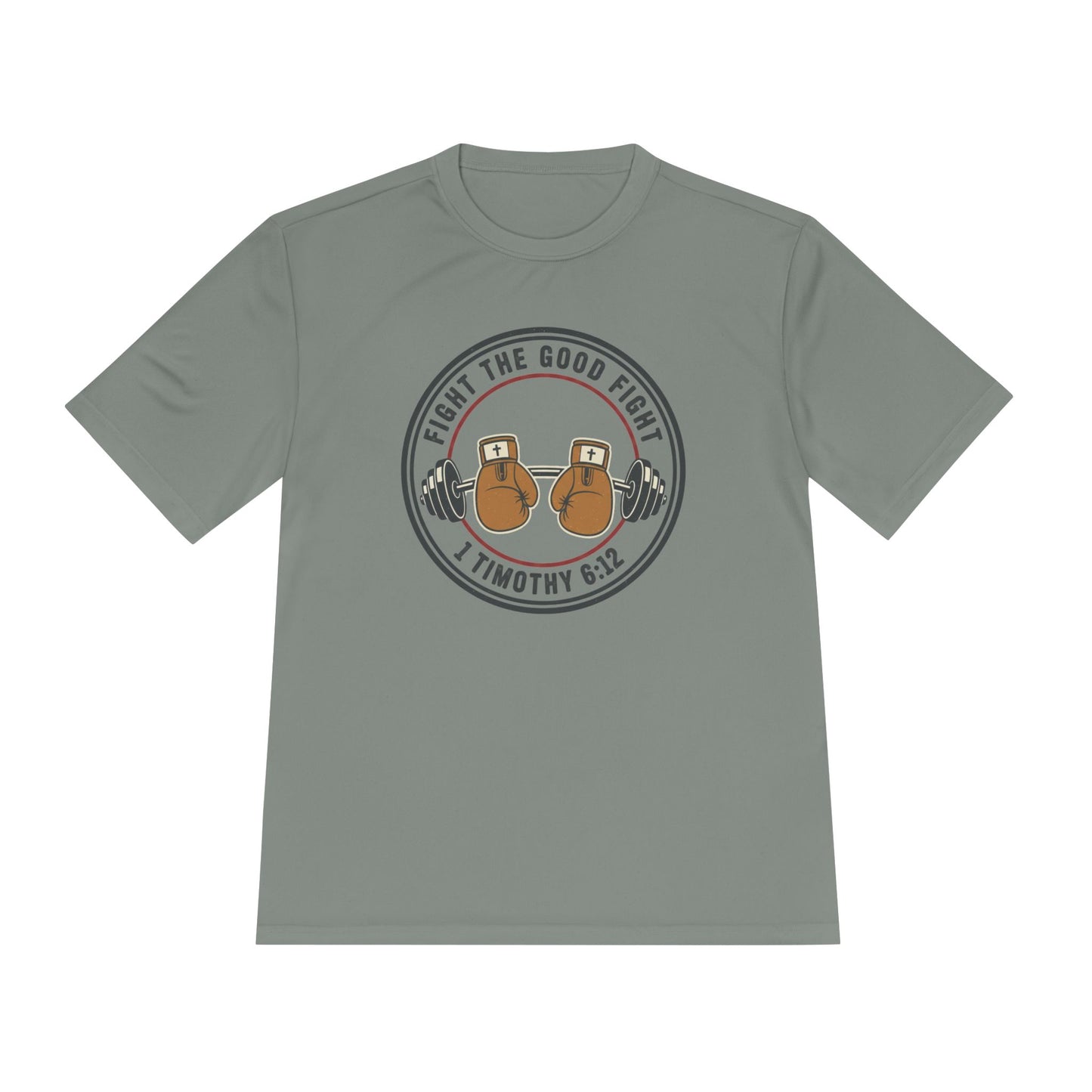 1 Timothy 6:12 'Fight the Good Fight' Moisture-Wicking Workout Tee