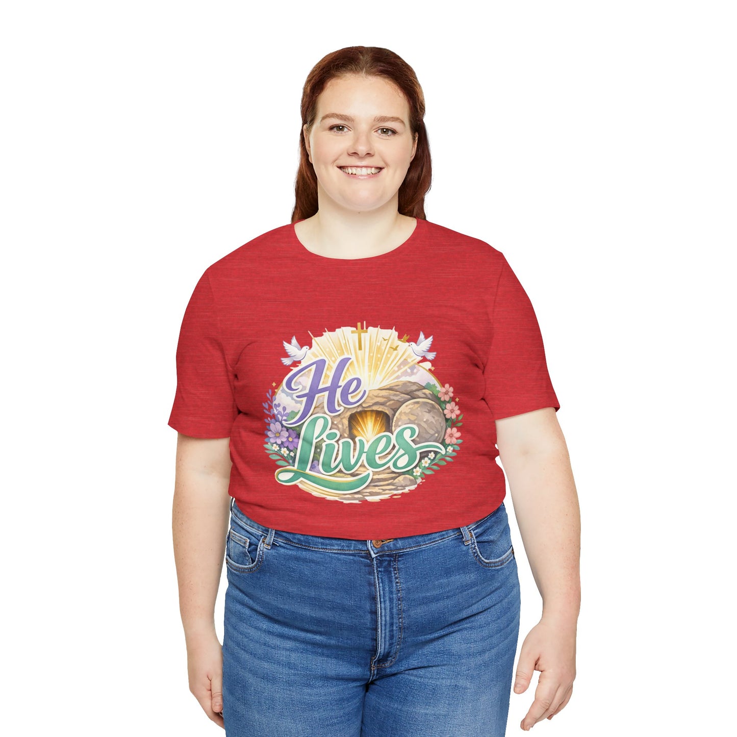 He Lives Jesus Tomb Tee — Christian Easter T‑Shirt