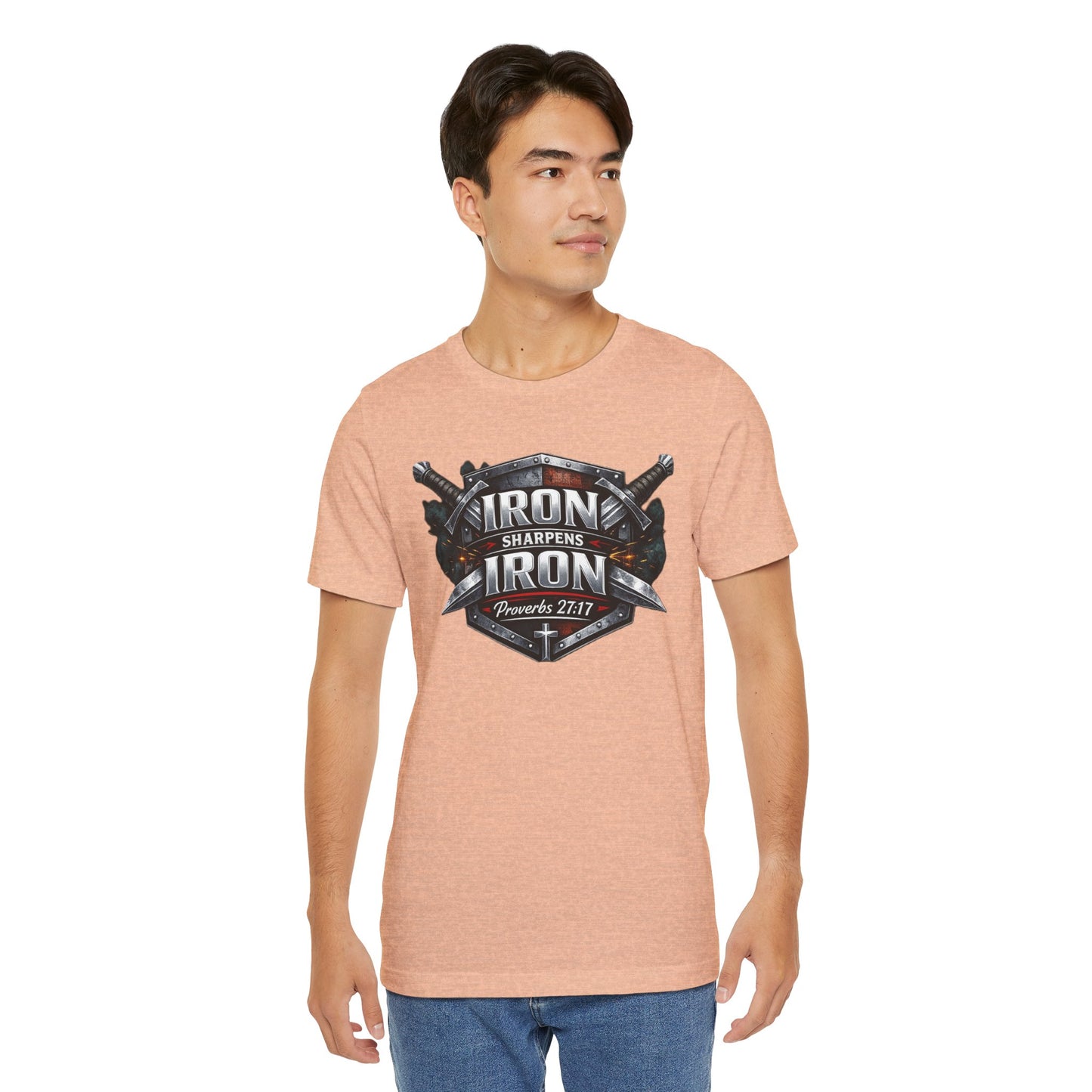 Iron Sharpens Iron T-Shirt — Faith-Based Proverbs 27:17 Graphic Tee