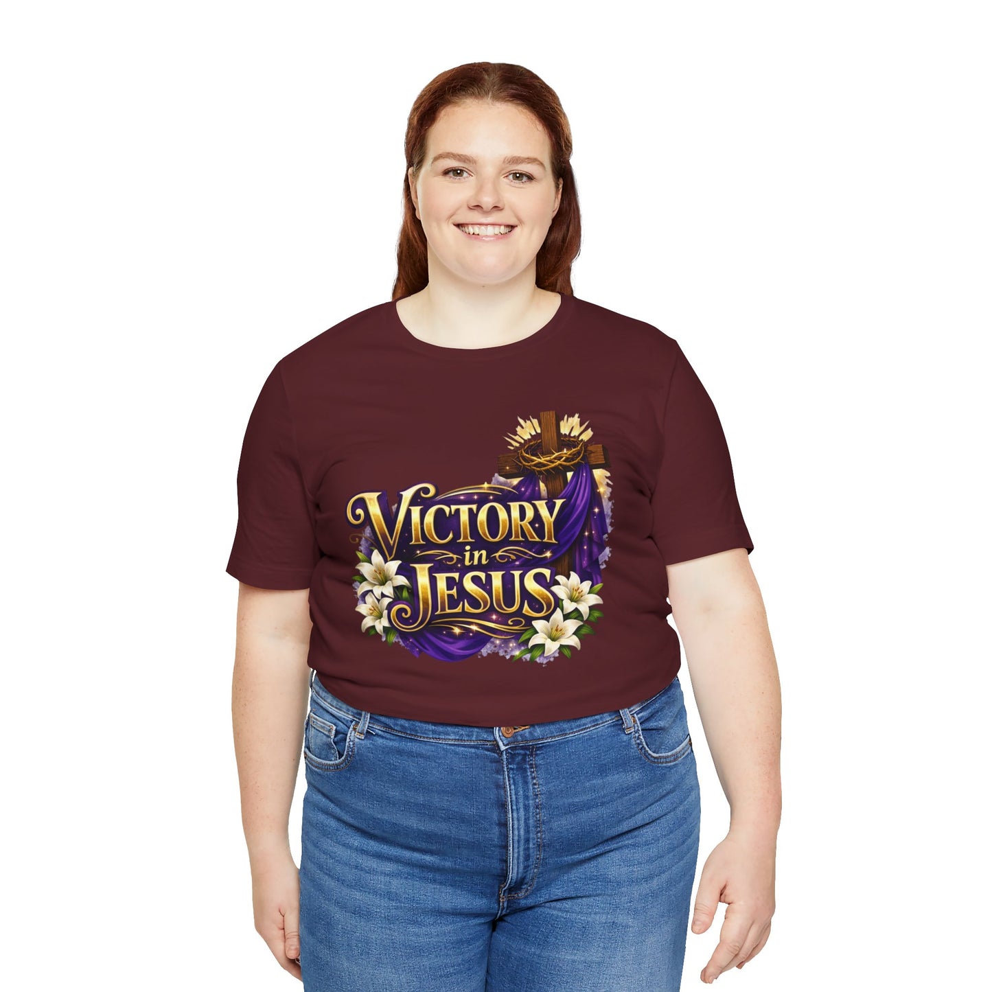 Victory In Jesus Christian T-Shirt — Cross Faith Tee