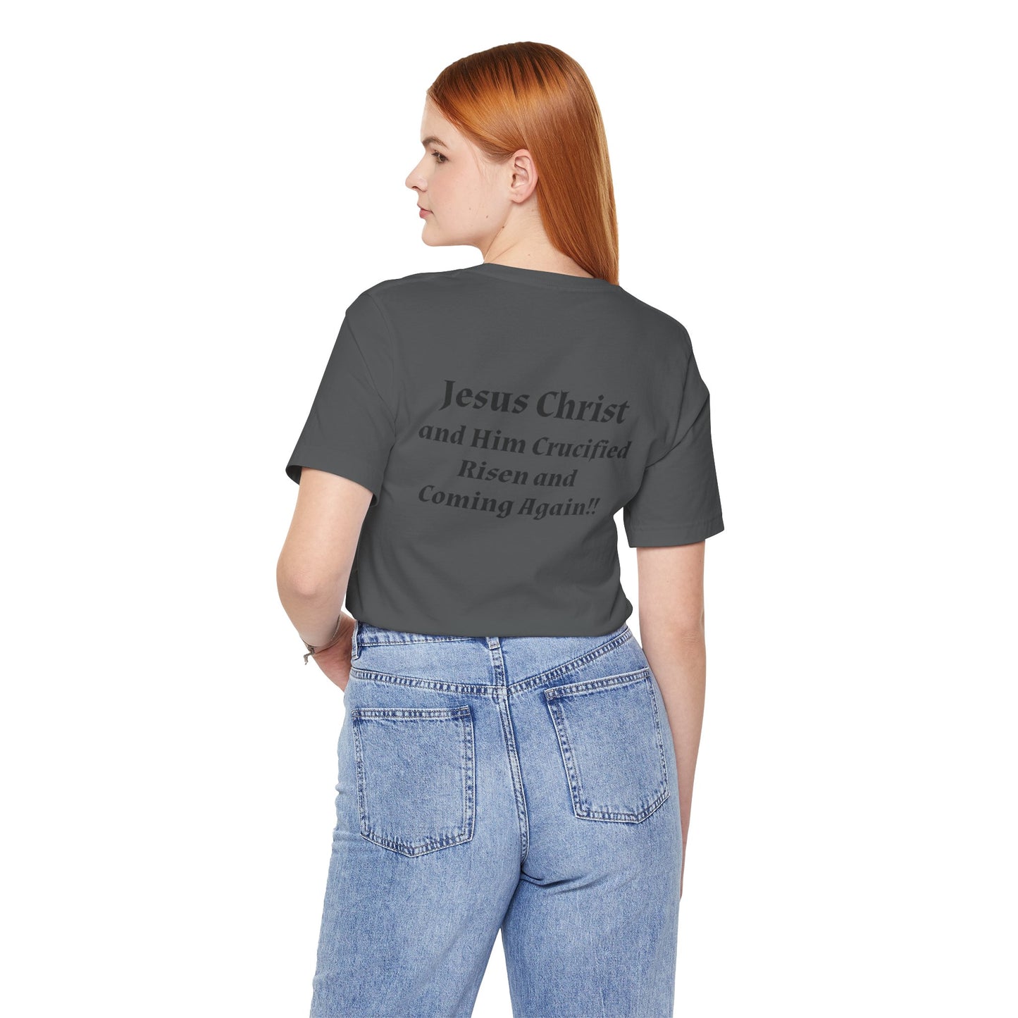 Jesus Christ (JC) Cross Tee — Crucified, Risen & Coming Again