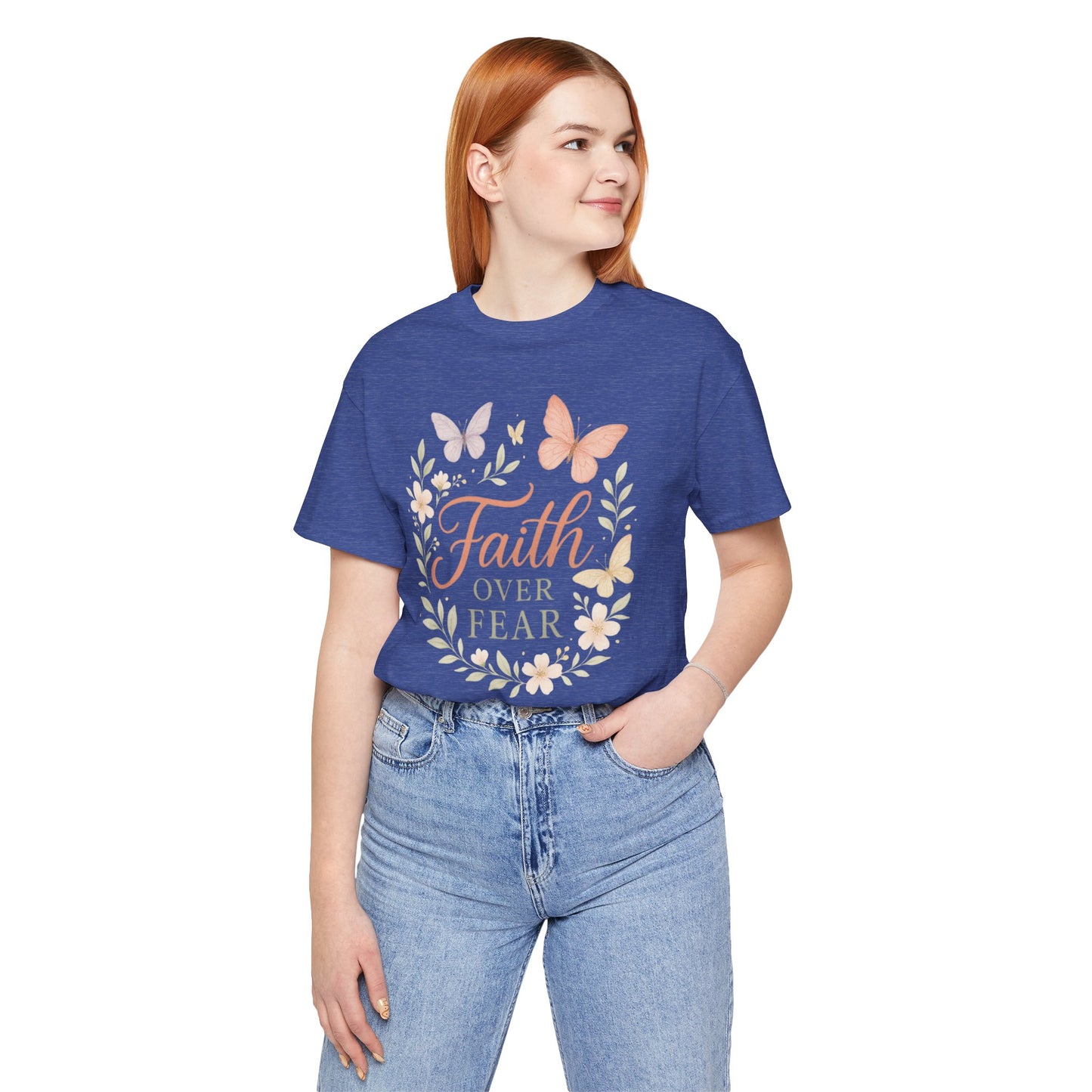 Faith Over Fear T-Shirt — Floral Butterfly Inspirational Tee
